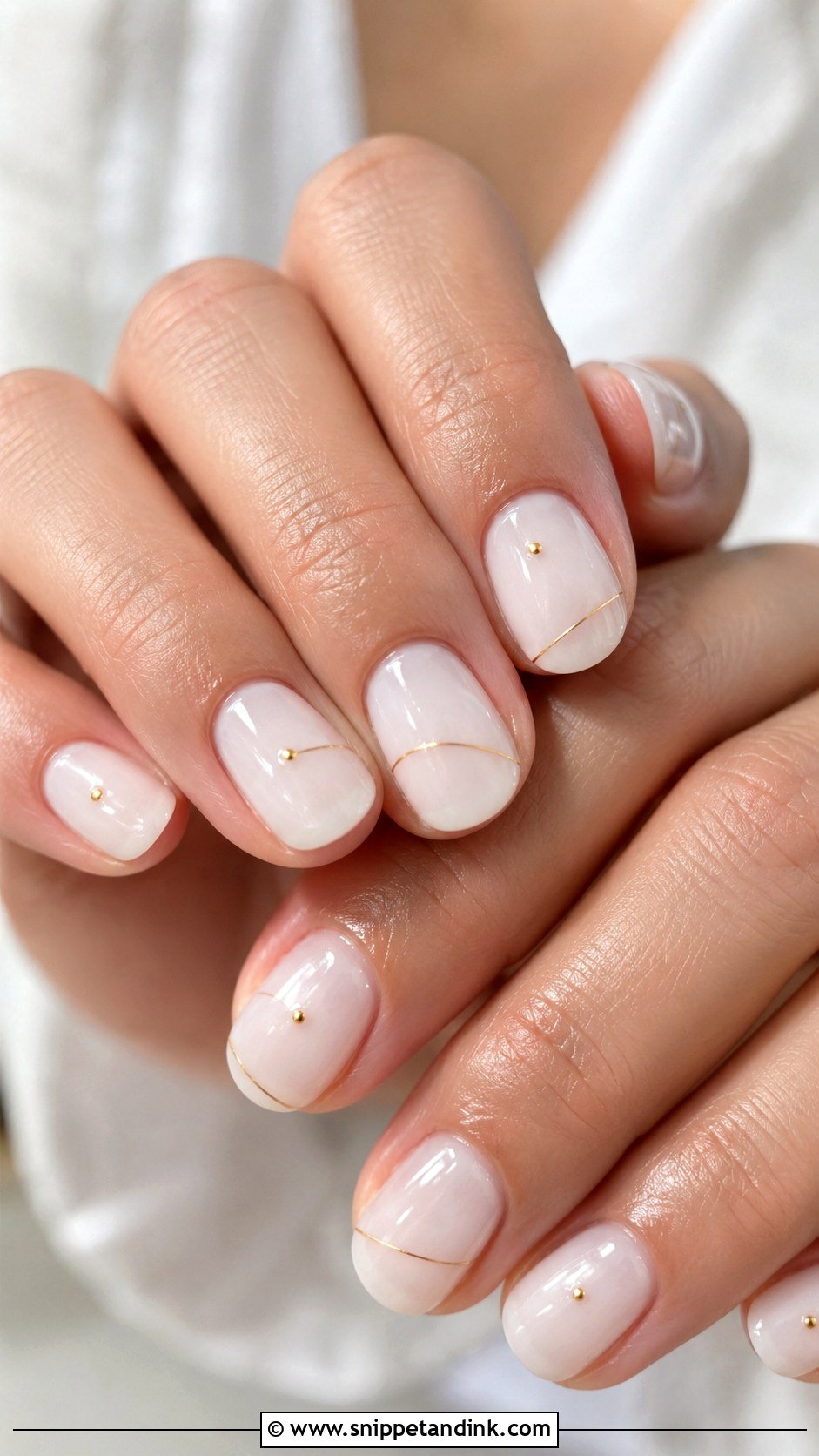 White And Gold Minimal Wedding Nails - Snippet and Ink - 20 White and Gold Wedding Nails