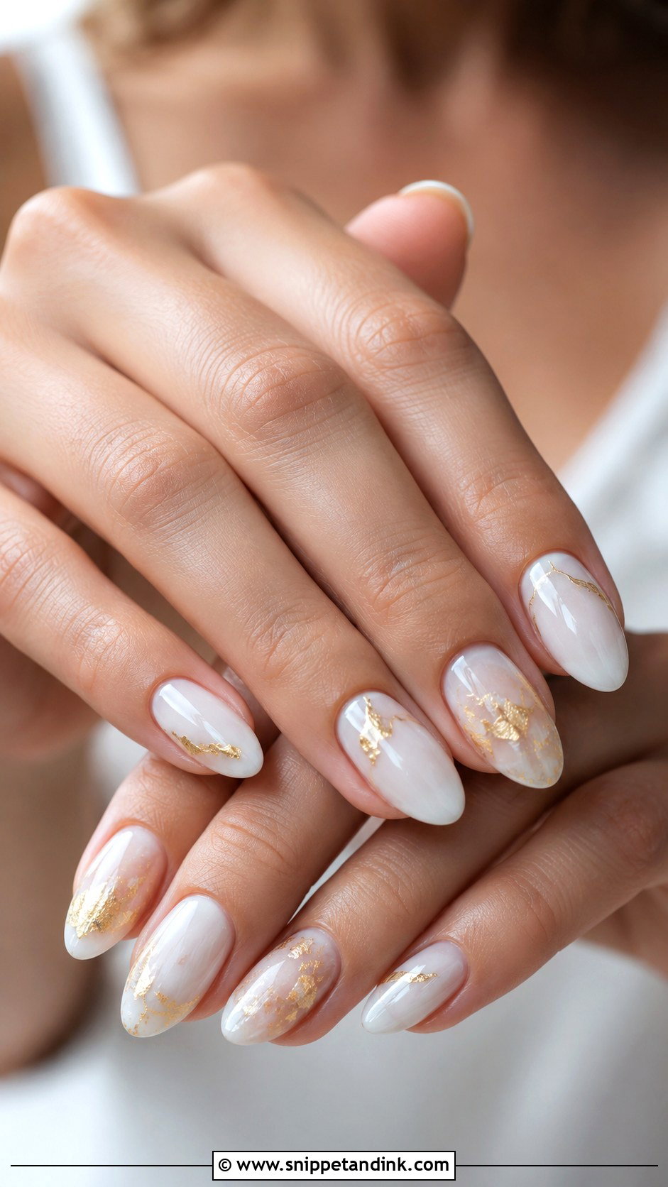 White And Gold Wedding Nails - Snippet and Ink - 20 Gold Wedding Nails for Bride