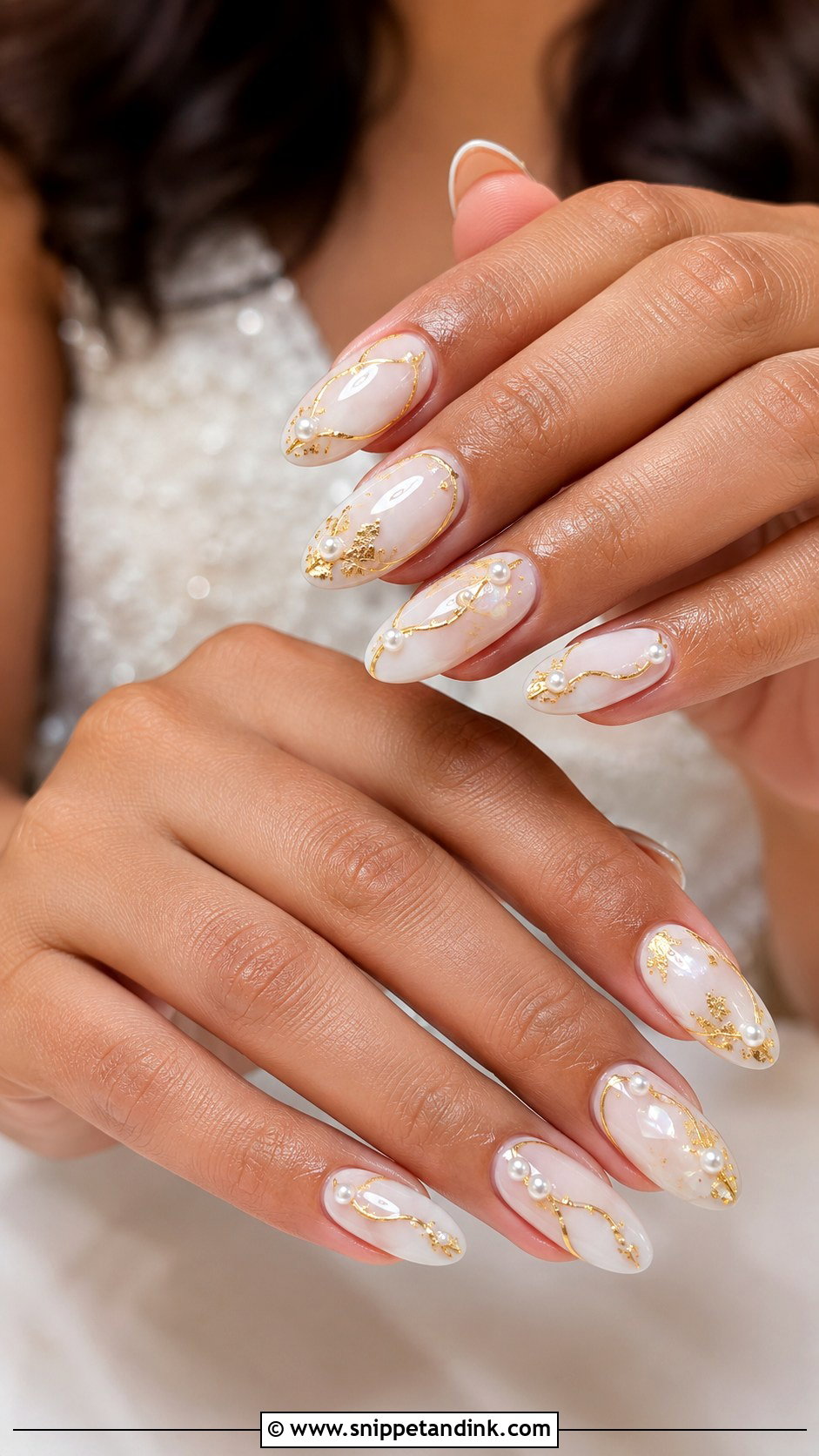 White And Gold Wedding Nails - Snippet and Ink - 20 Nail Art for Indian Wedding Ideas