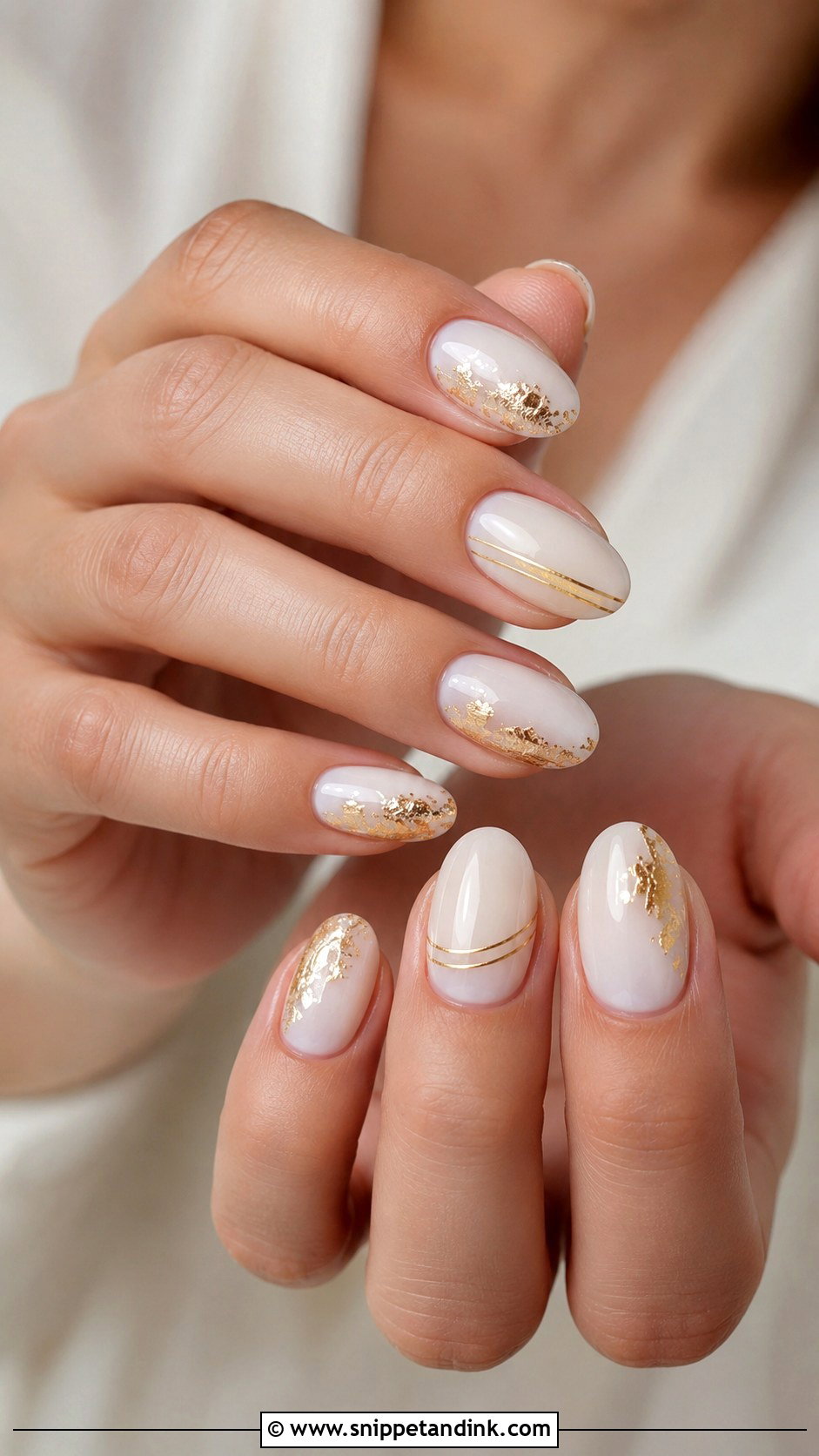 White And Gold Wedding Nails - Snippet and Ink - 20 Wedding Nails with Gold
