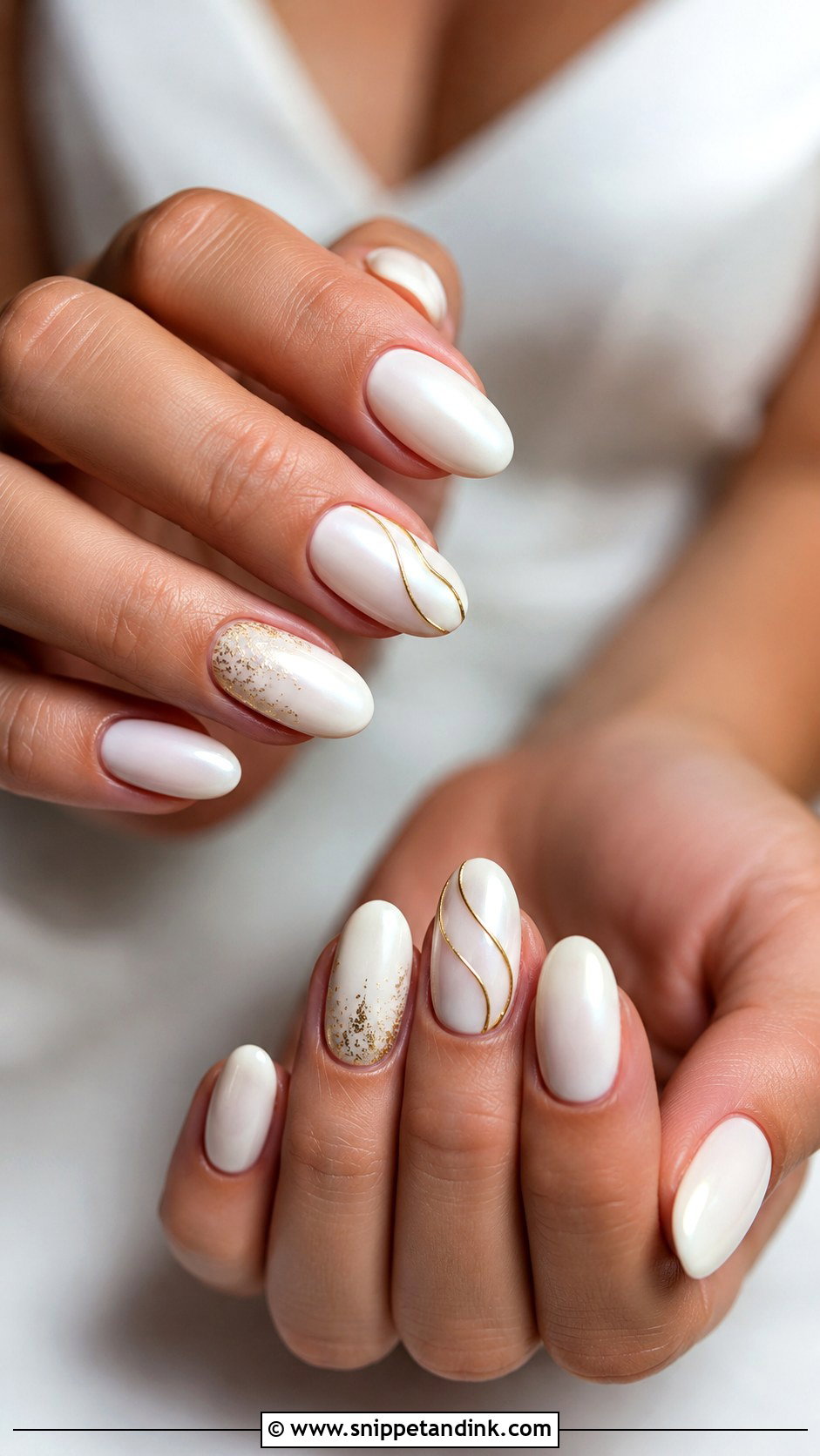 White And Gold Wedding Nails - Snippet and Ink - 20 White Nails for Wedding