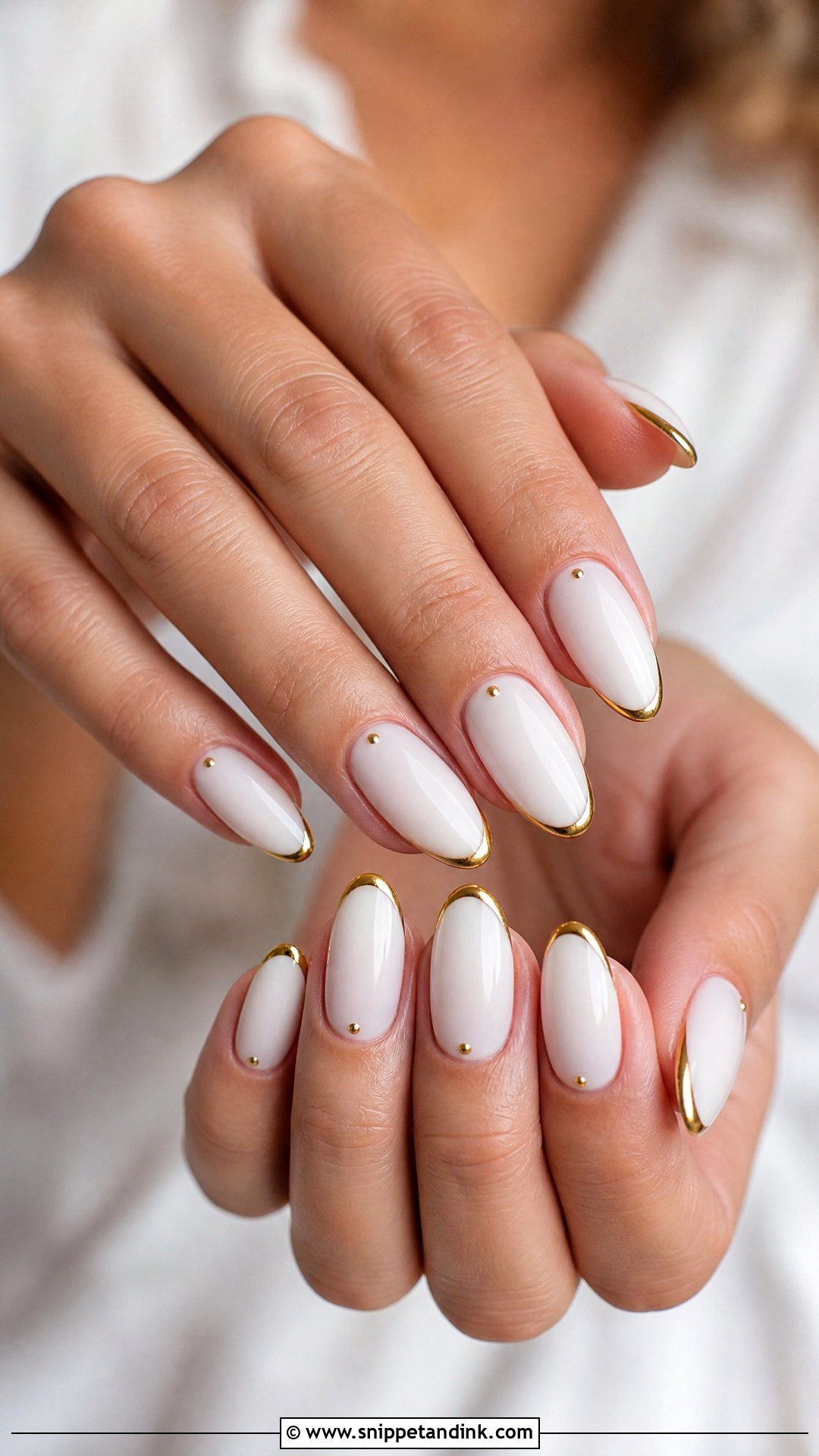 White And Gold Wedding Nails - Snippet and Ink - 25 Gold Wedding Nails