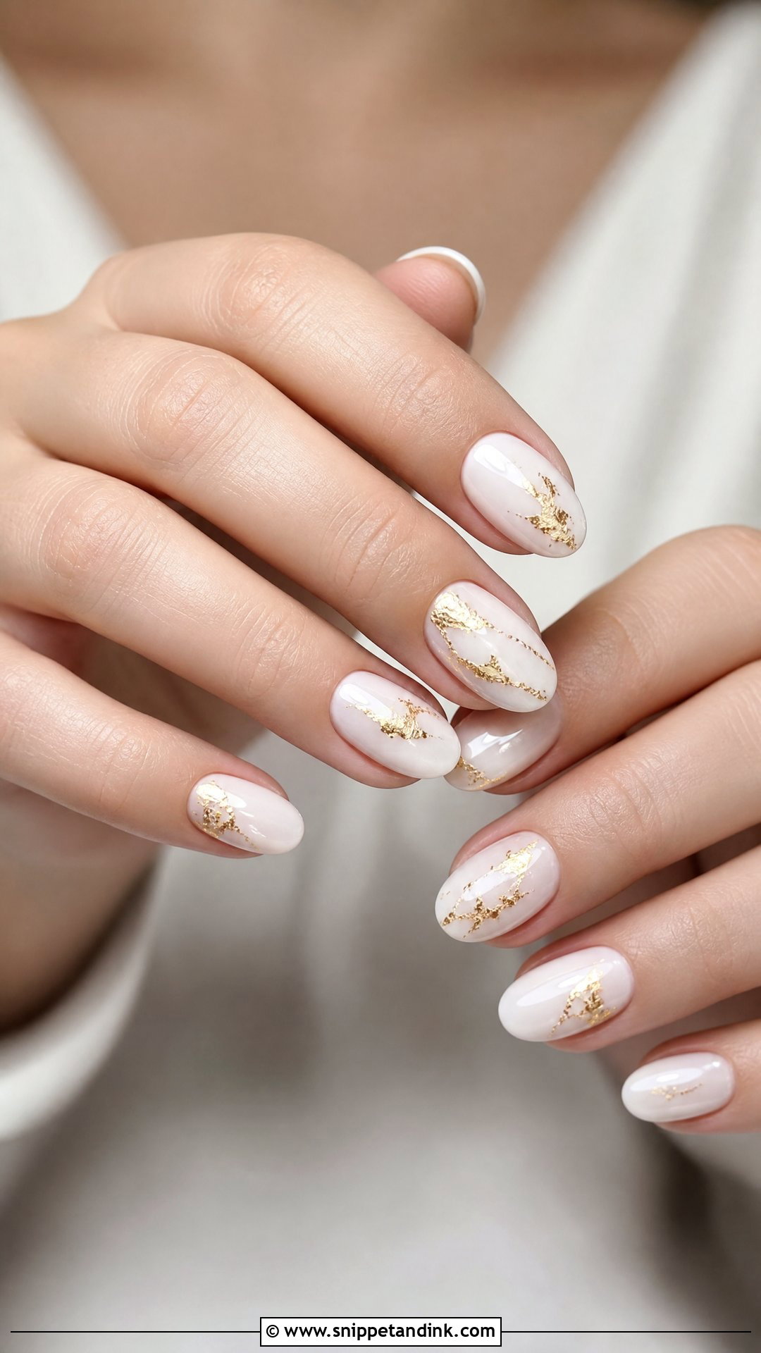 White And Gold Wedding Nails - Snippet and Ink - 35 Wedding Nails Design
