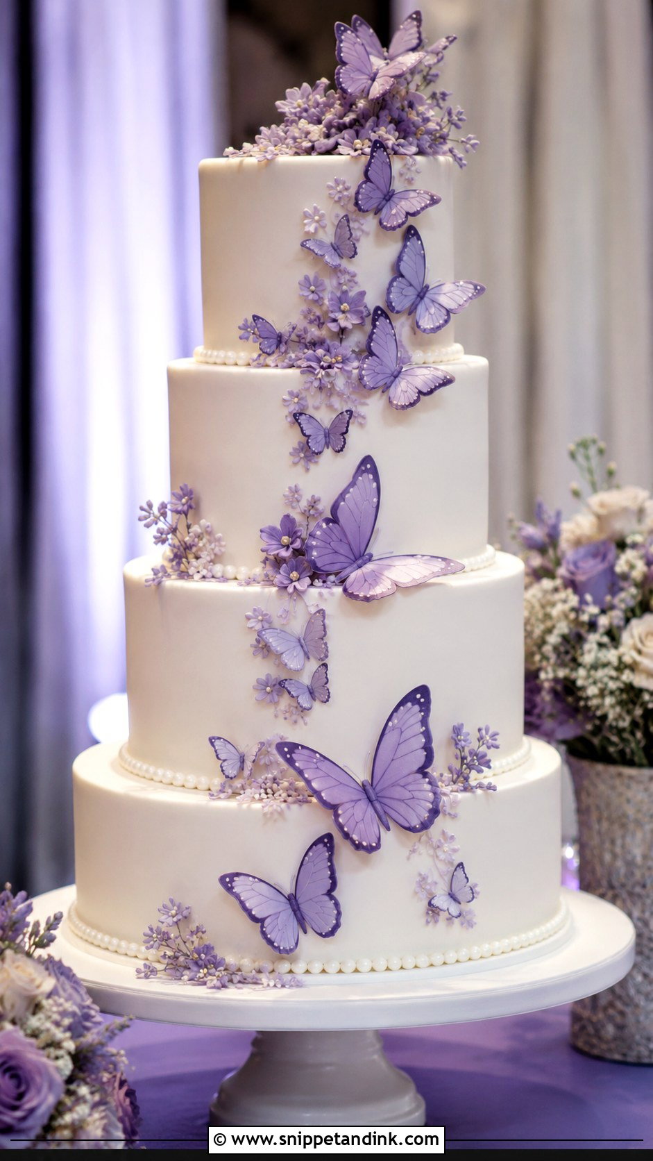 White And Purple Butterfly Wedding Cake - Snippet and Ink - 20 Purple Butterfly Cake Ideas for Wedding