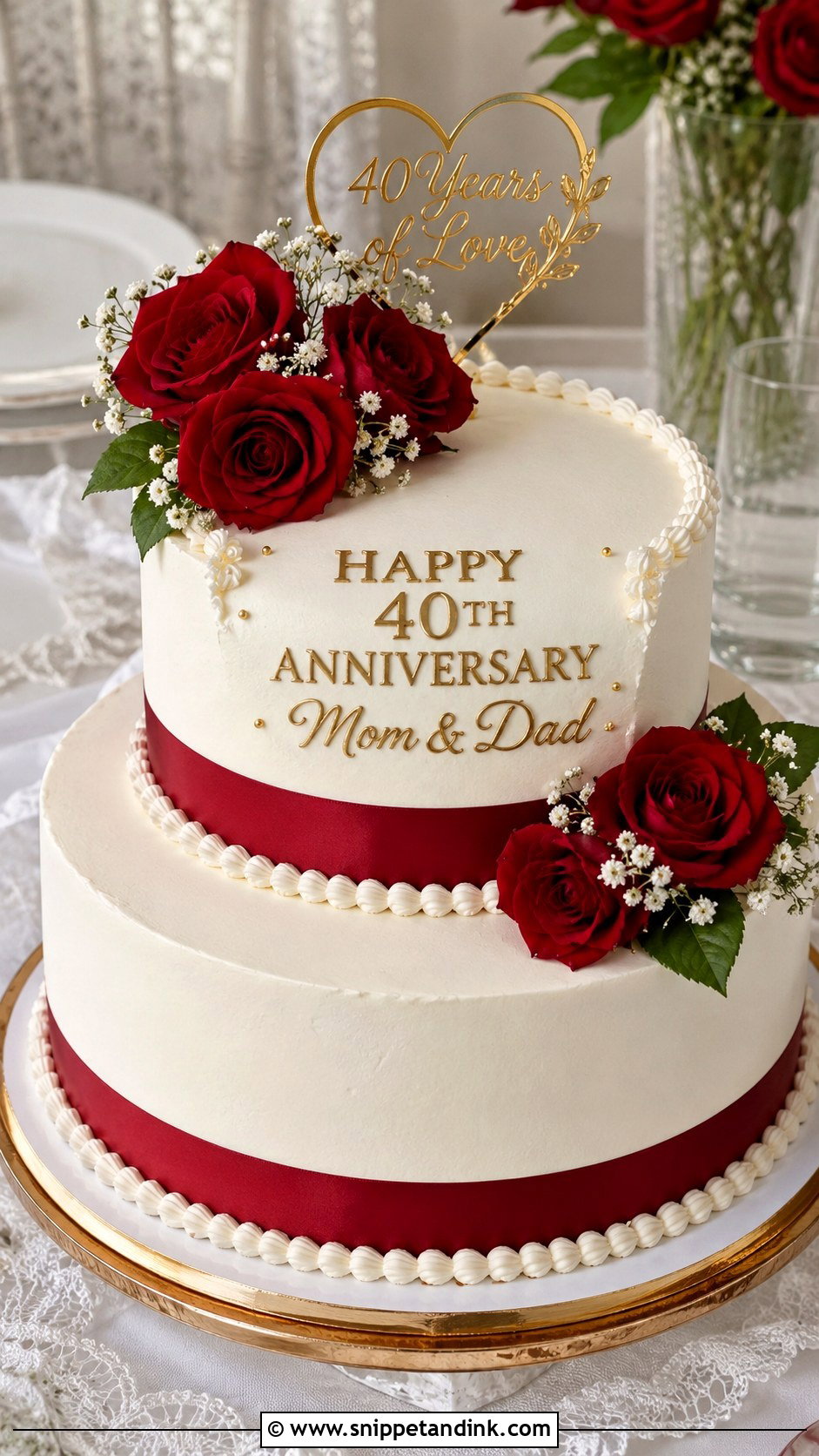 White And Ruby Anniversary Cake - Snippet and Ink - 20 40th Anniversary Cake for Parents