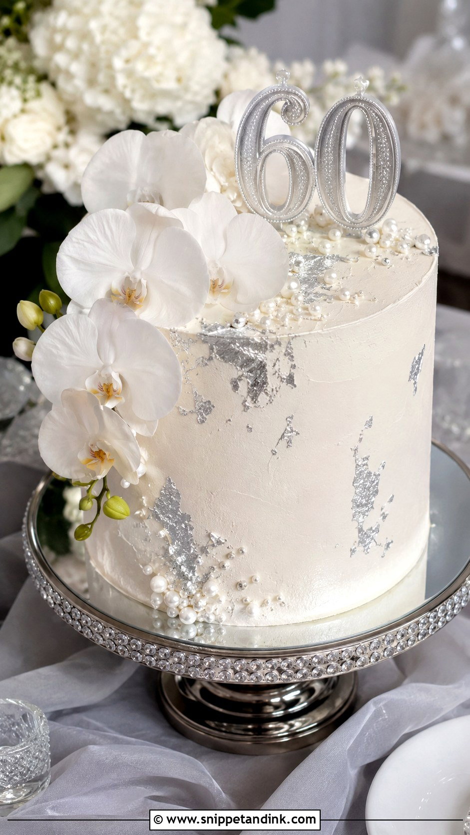 White And Silver Anniversary Cake - Snippet and Ink - 20 60th Wedding Anniversary Cake Ideas