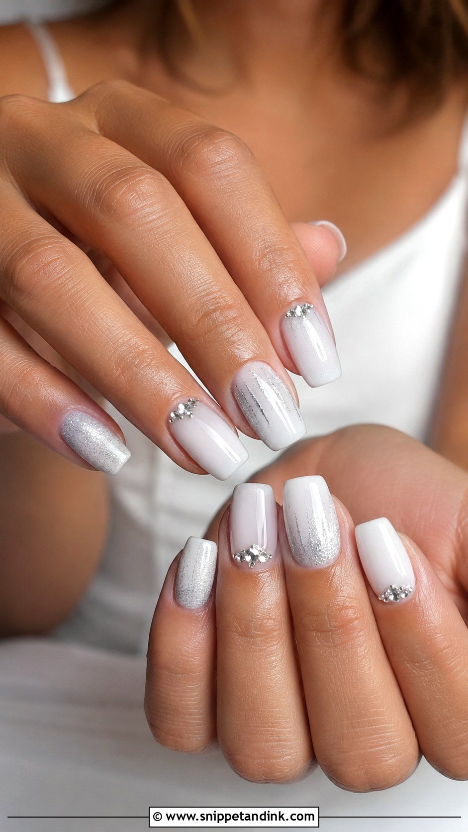 White And Silver Wedding Nails - Snippet and Ink - 20 White Nails for Wedding