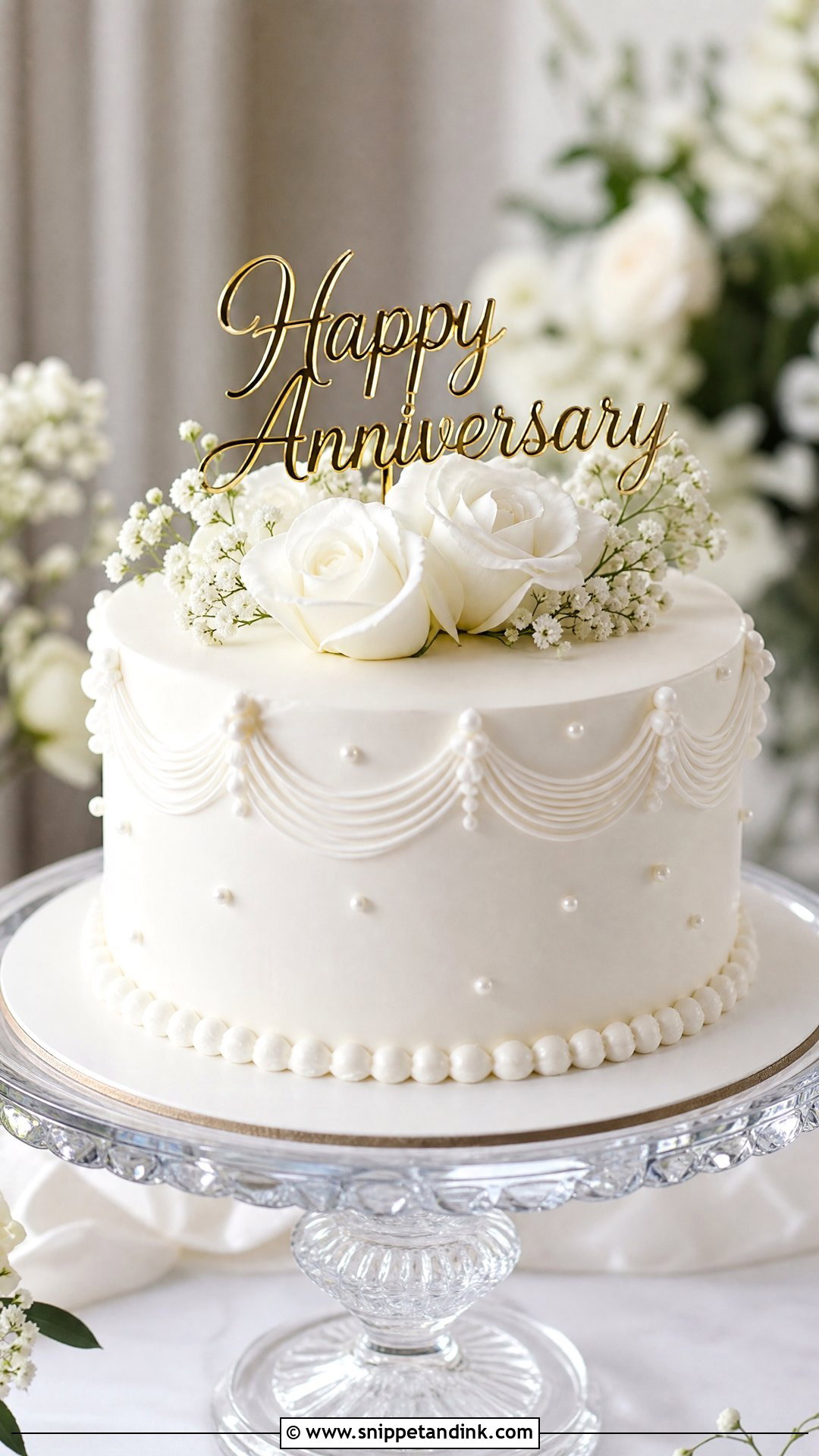 White Anniversary Cake - Snippet and Ink - 25 Happy Wedding Anniversary Cake Ideas