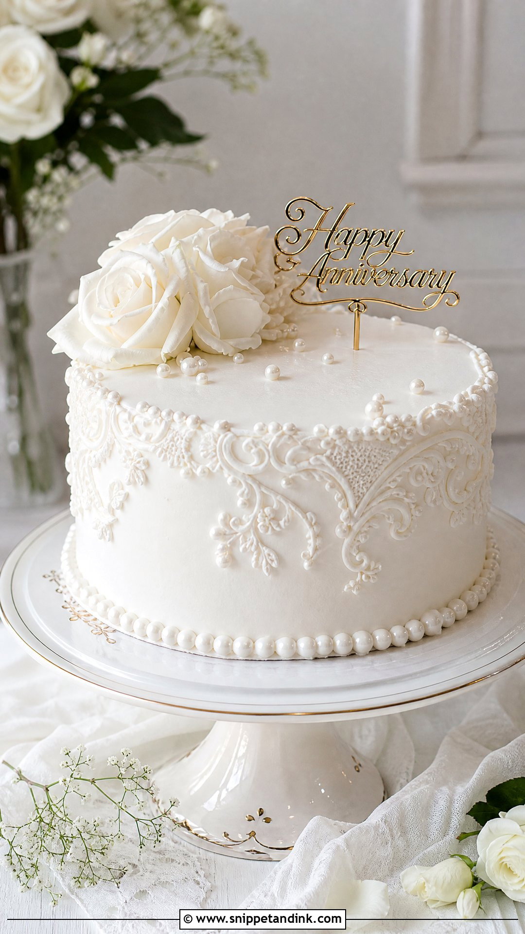 White Anniversary Cake - Snippet and Ink - 25 Love Anniversary Cake Ideas