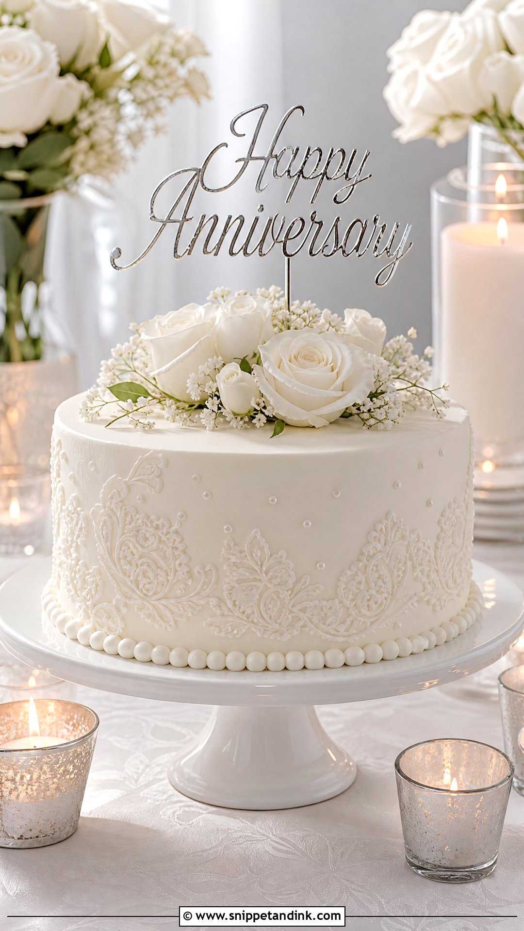 White Anniversary Cake - Snippet and Ink - 35 Anniversary Cake Designs