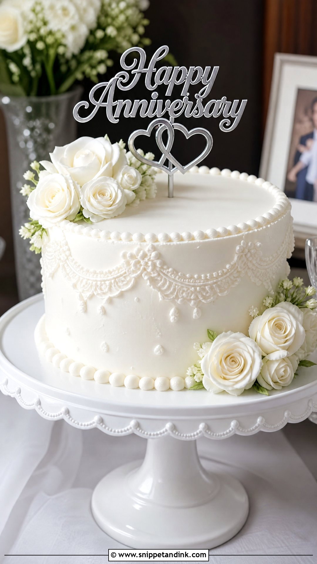 White Anniversary Cake for Parents - Snippet and Ink - 30 Anniversary Cake for Parents