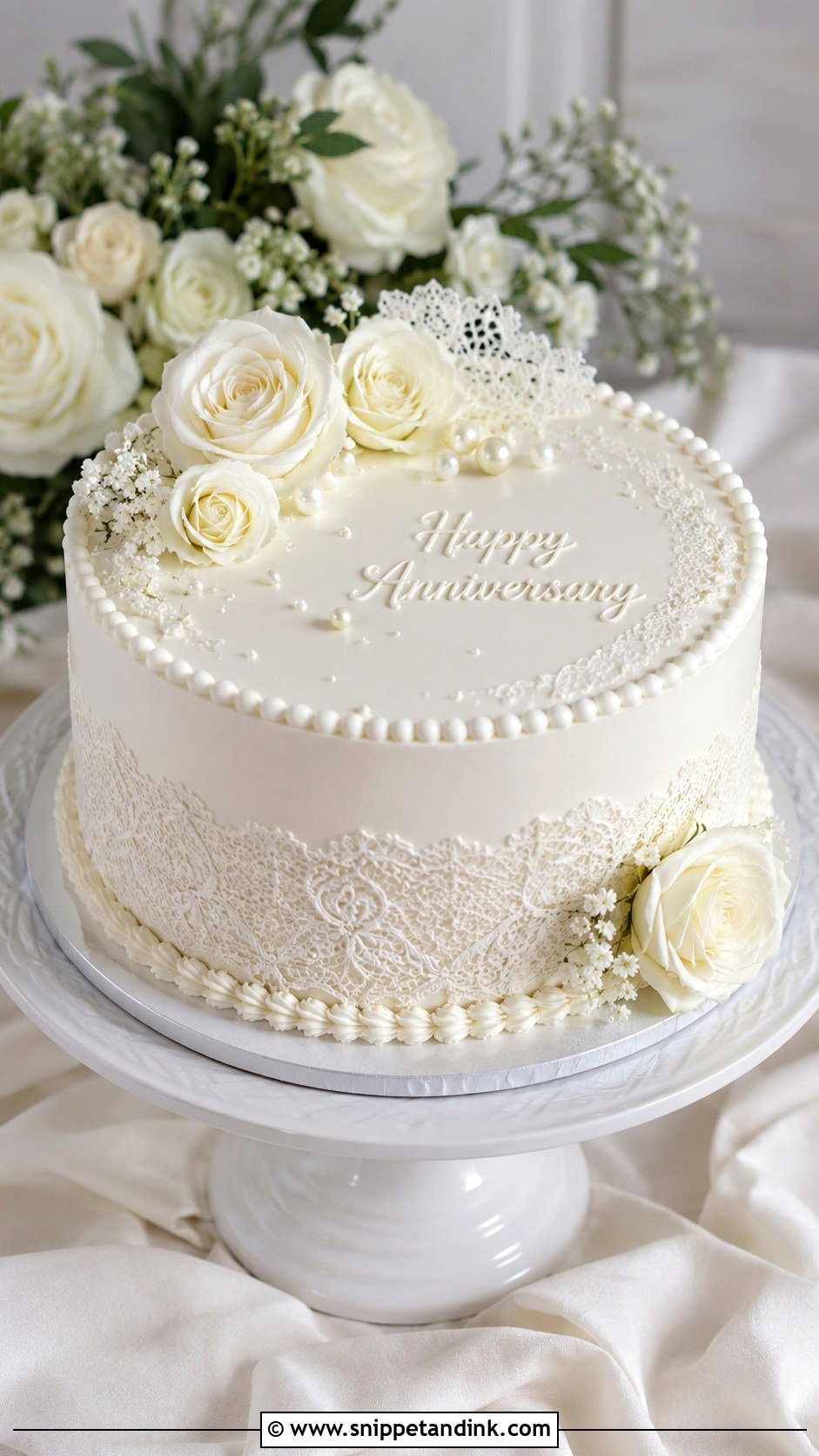 White Anniversary Cake - Snippet and Ink - 20 Aesthetic Anniversary Cake Designs