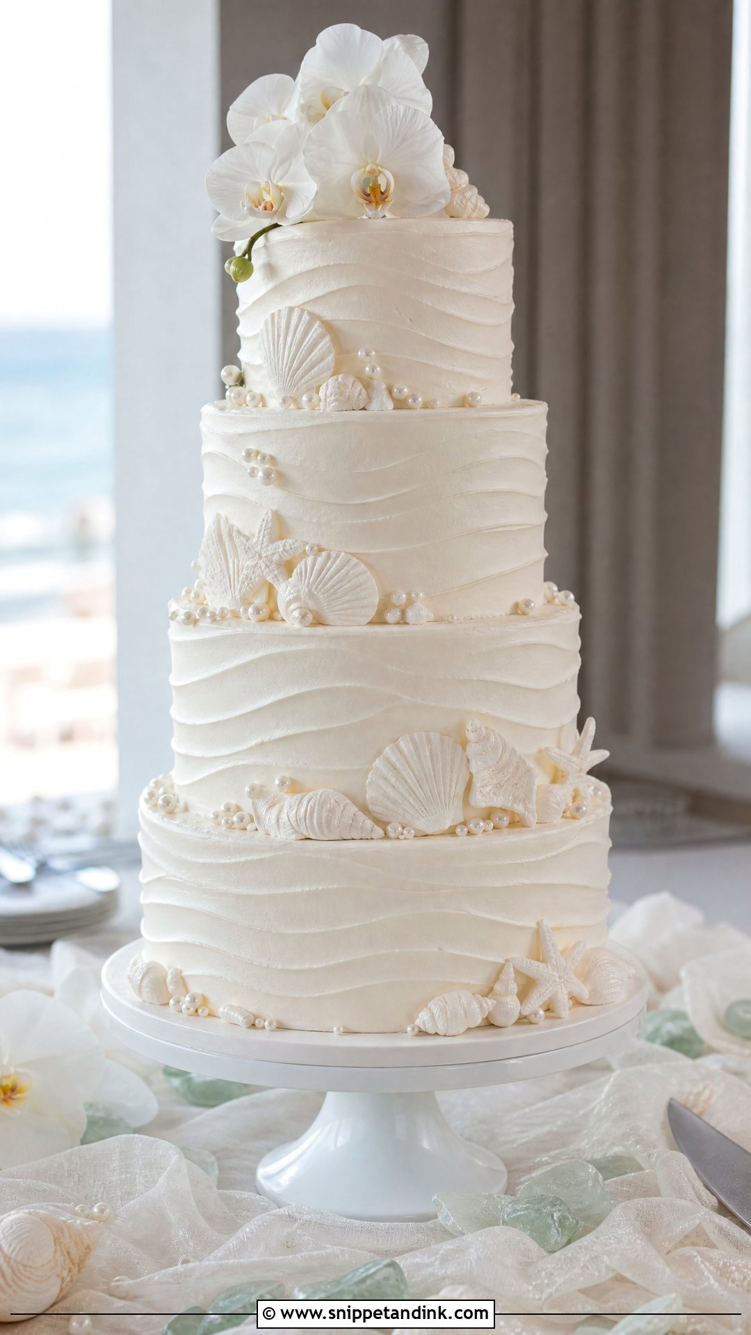 White Beach Wedding Cake - Snippet and Ink - 30 Beach Cake Ideas for Wedding