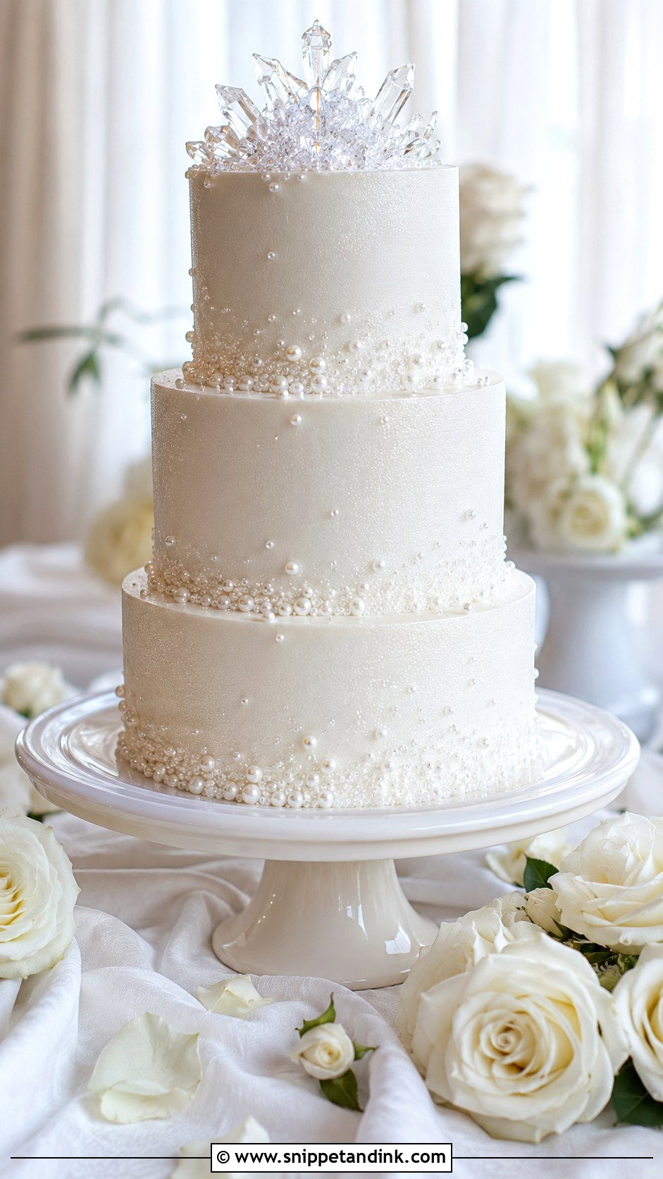 White Bling Wedding Cake - Snippet and Ink - 20 Bling Cakes for Wedding