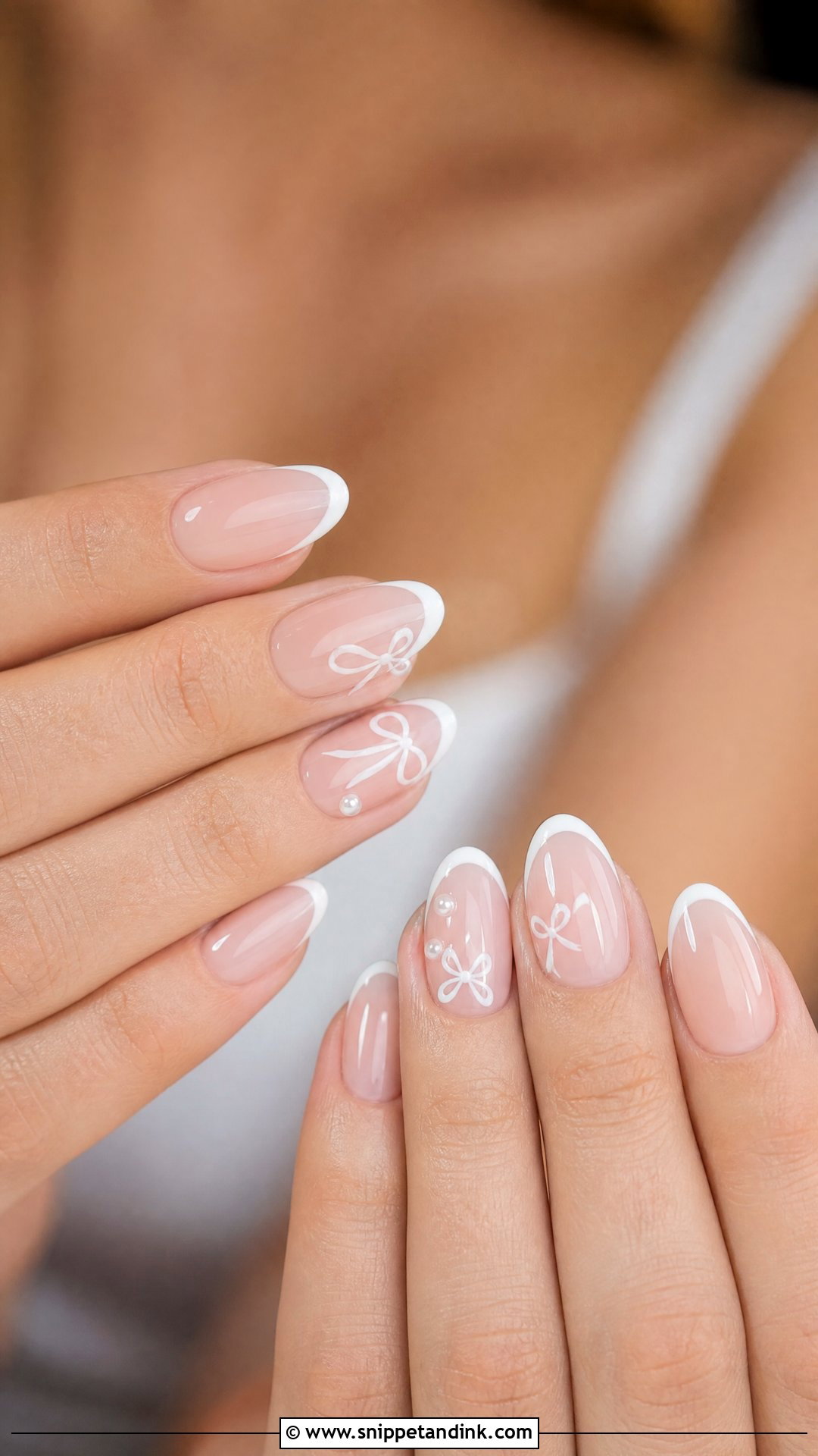 White Bow Bachelorette Nails - Snippet and Ink - 35 Bachelorette Nails