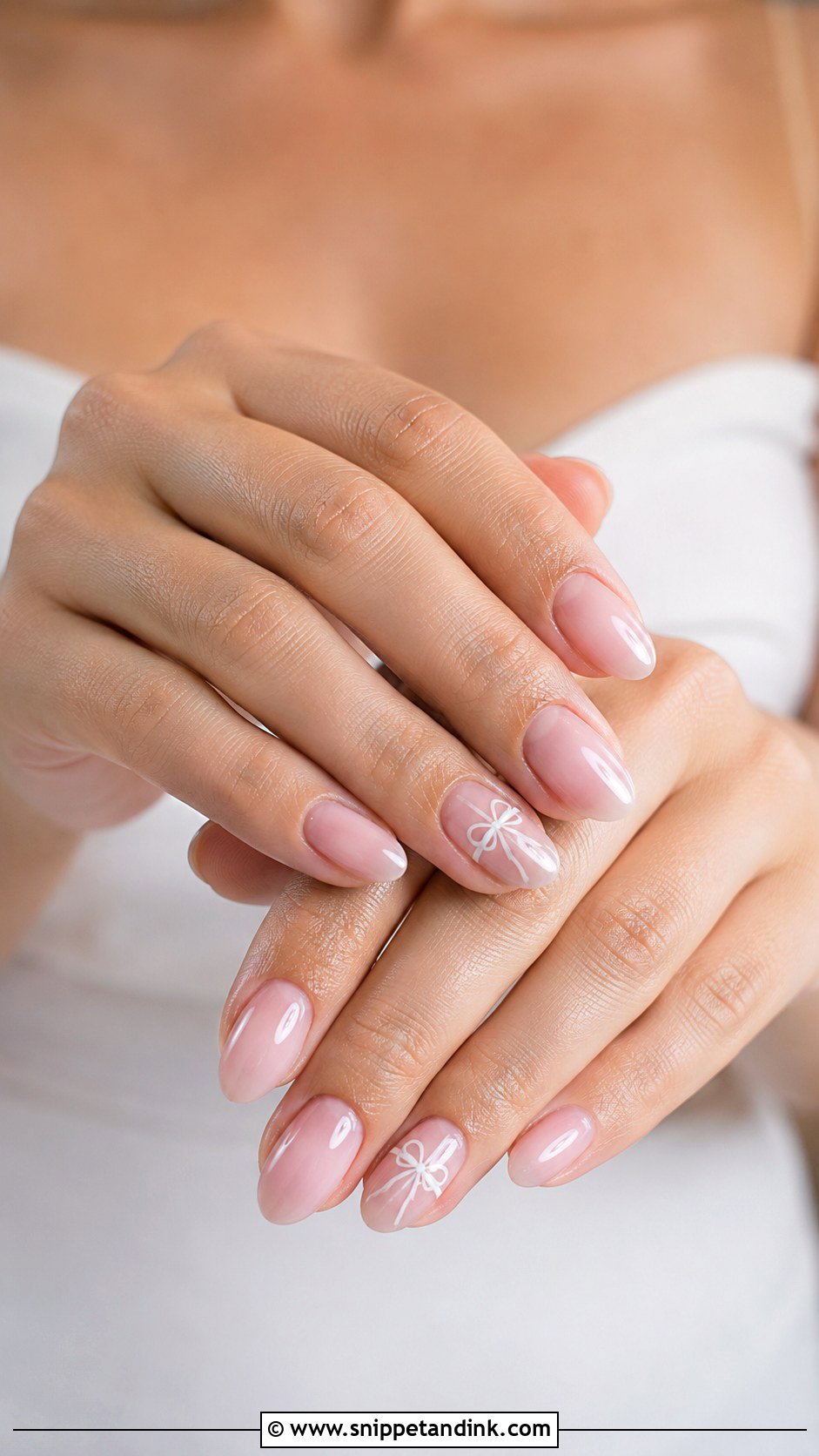 White Bow Bridal Nails - Snippet and Ink - 30 Bridal Nail Designs