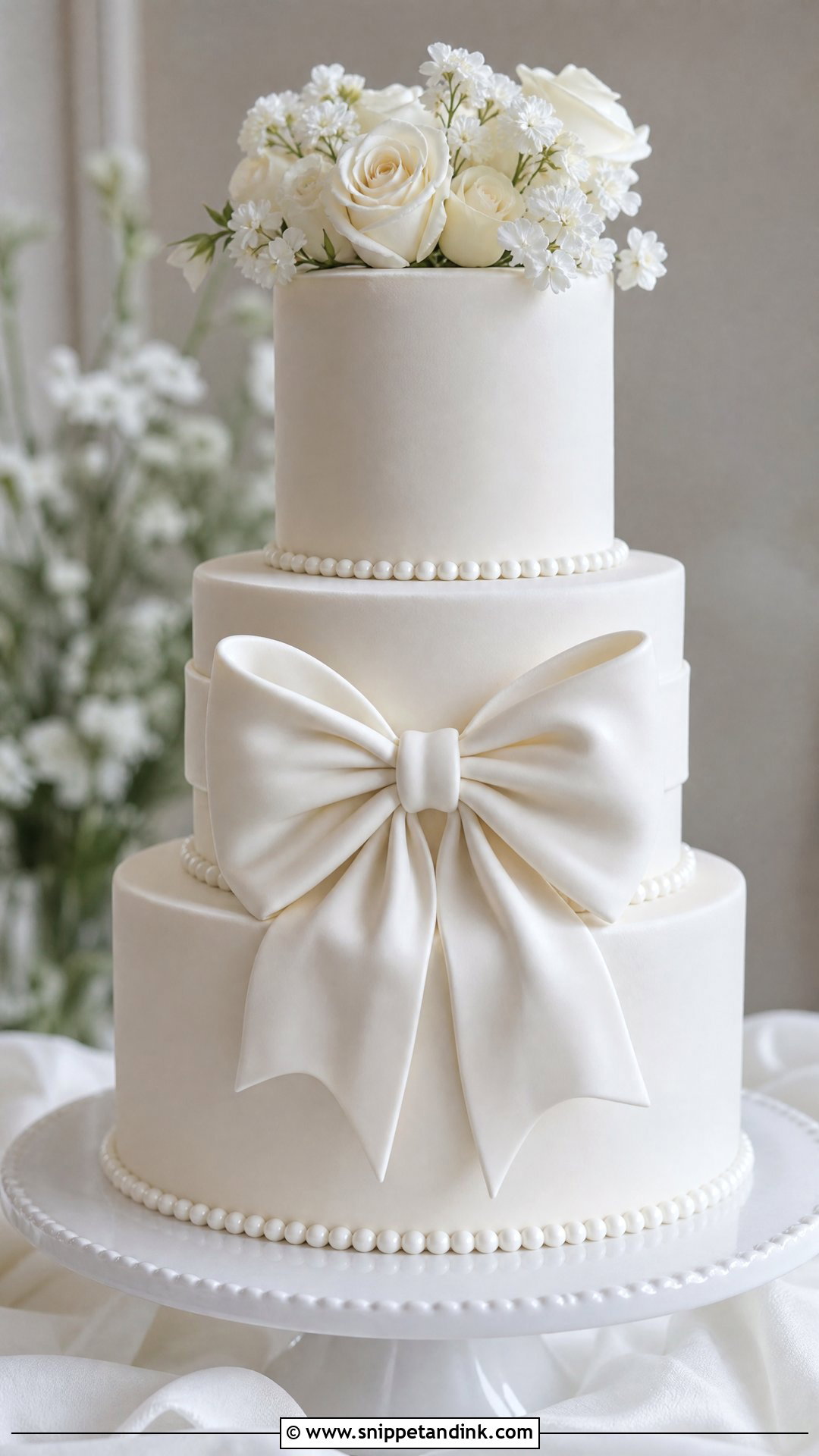 White Bow Wedding Cake - Snippet and Ink - 30 White Cakes for Wedding