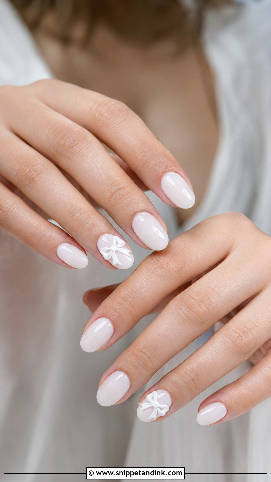 White Bow Wedding Nails - Snippet and Ink - 20 White Wedding Nails Brides
