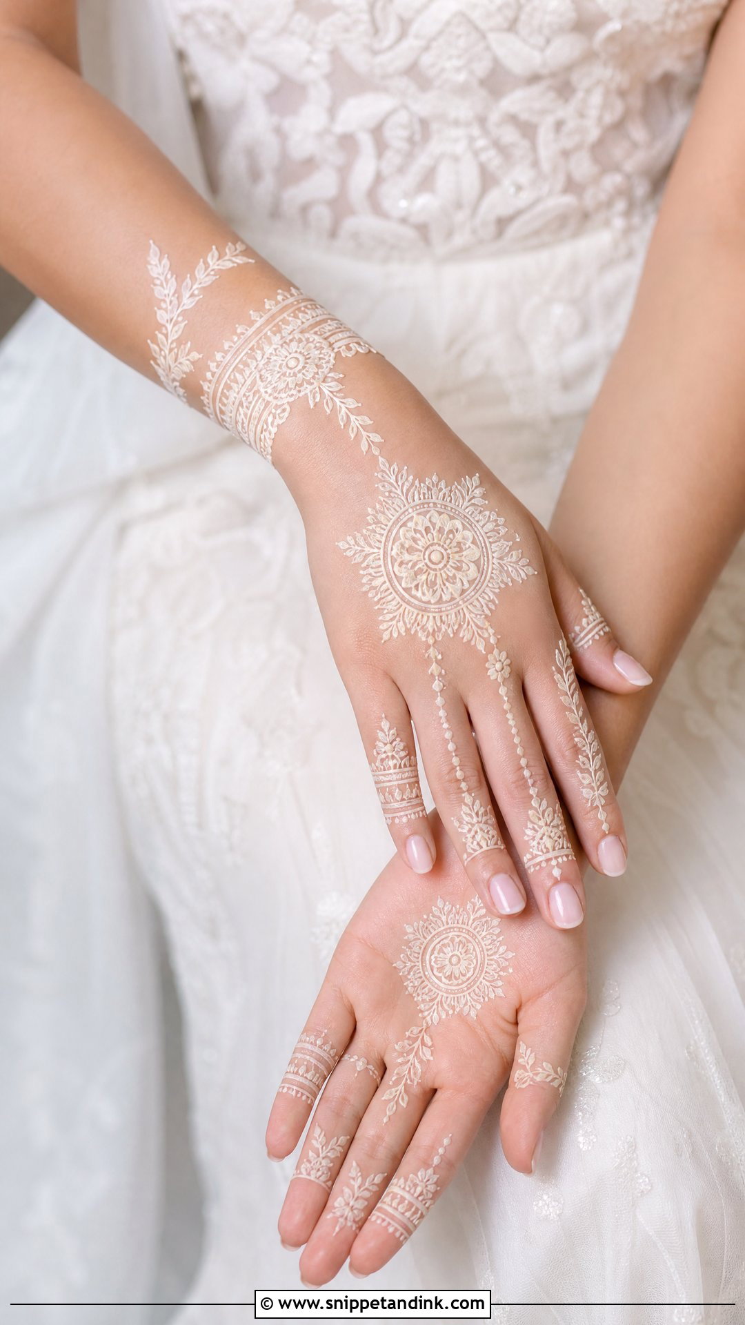 White Bridal Mehndi Design - Snippet and Ink - 25 Bridal Mehndi Design 2025 Ideas