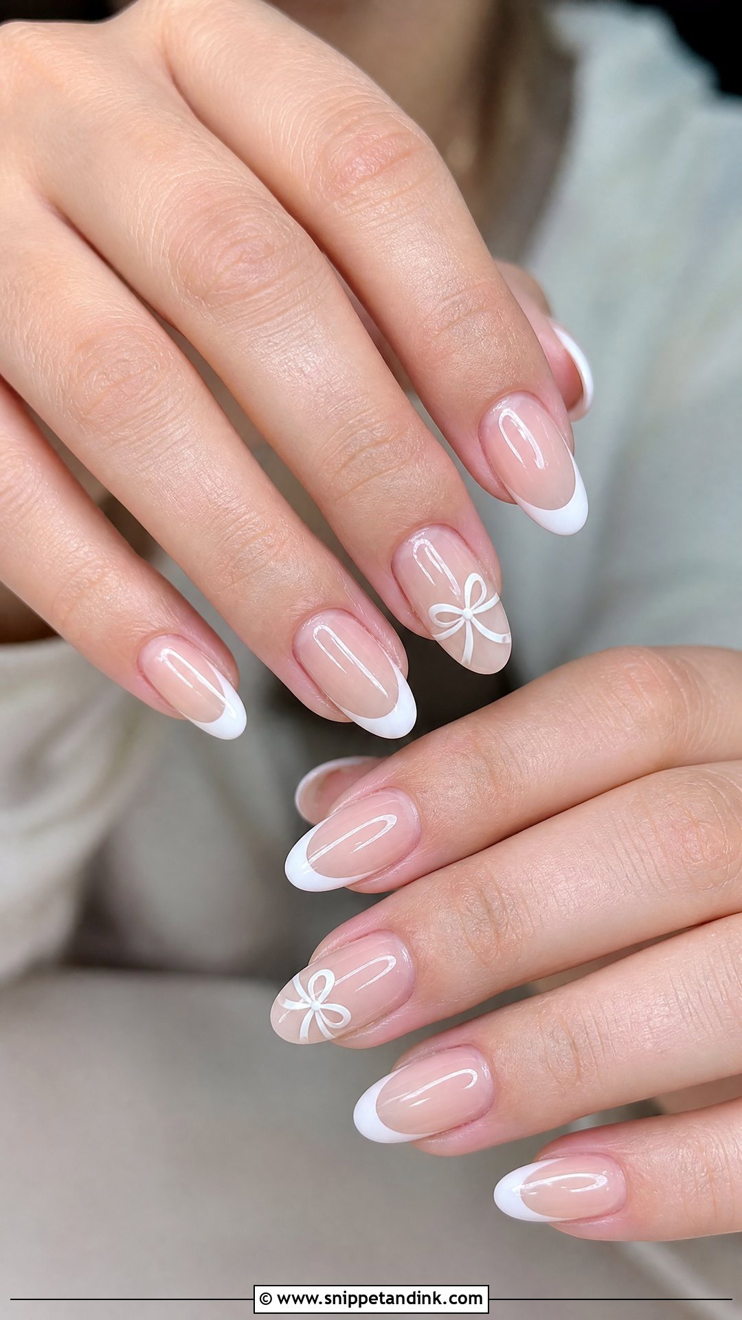 White Bridal Nails With Bow Details - Snippet and Ink - 25 White Bridal Nails