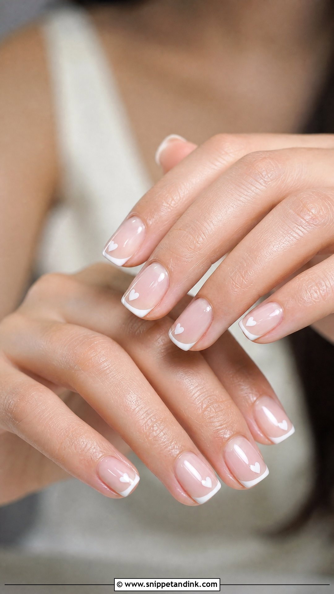 White Bridal Nails With Heart Details - Snippet and Ink - 25 White Bridal Nails