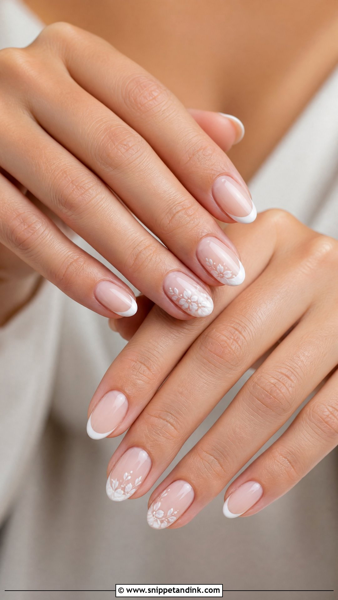 White Bridal Nails With Sheer Nude Base - Snippet and Ink - 25 White Bridal Nails