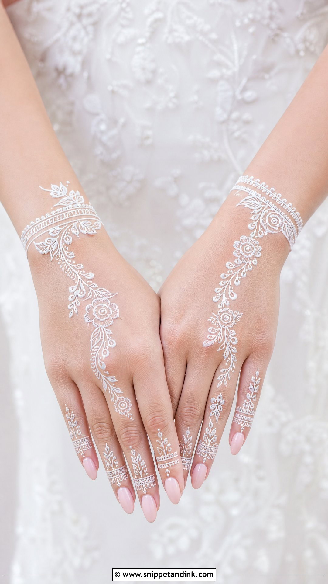 White Bridal Wedding Henna Design - Snippet and Ink - 30 Wedding Henna Designs
