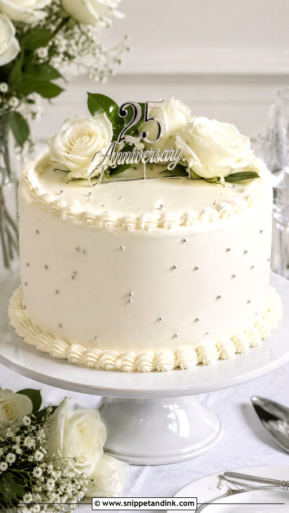 White Buttercream Anniversary Cake - Snippet and Ink - 20 Cakes for 25th Anniversary