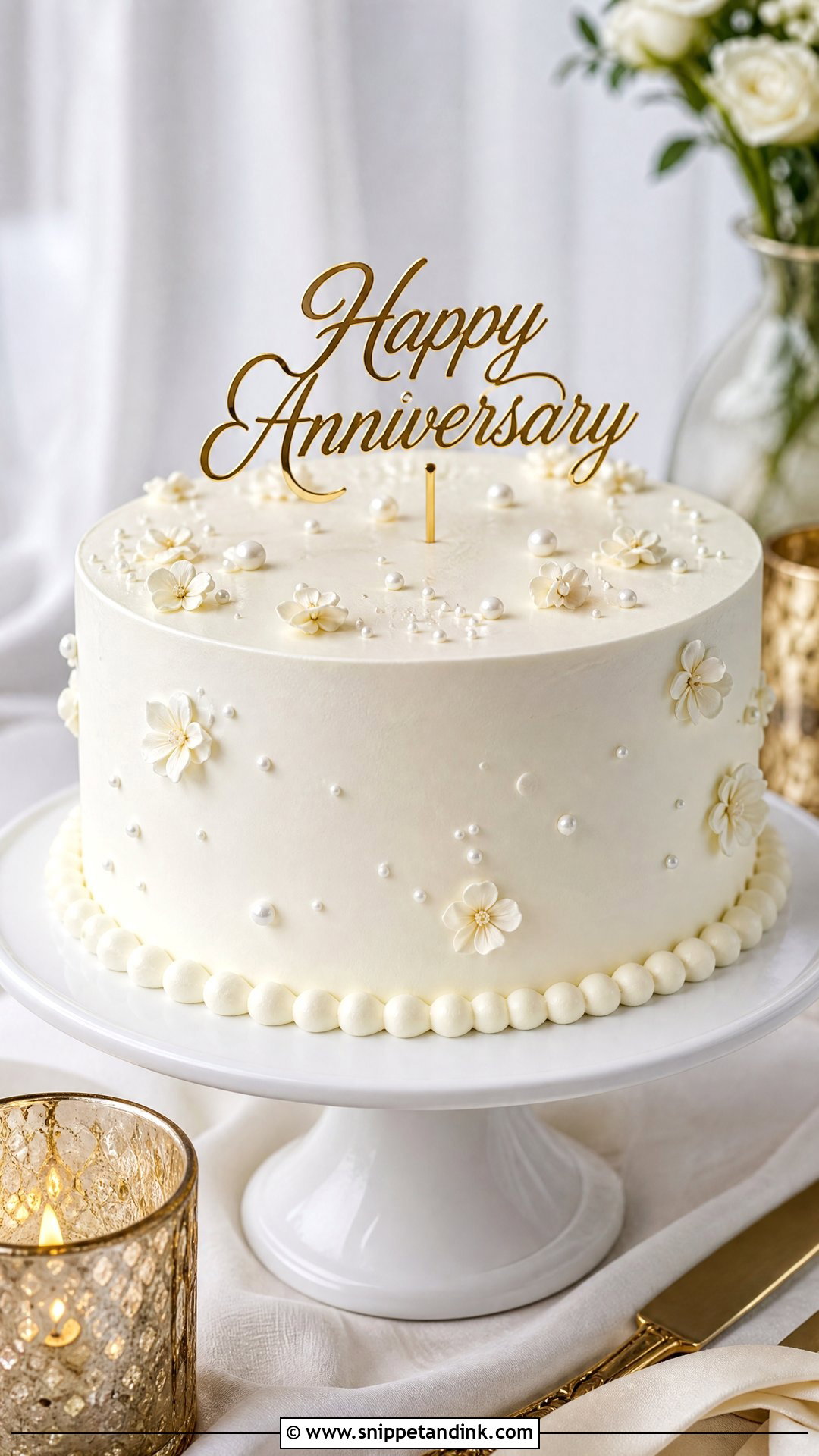 White Buttercream Wedding Anniversary Cake - Snippet and Ink - 20 Simple Wedding Anniversary Cake Design Ideas