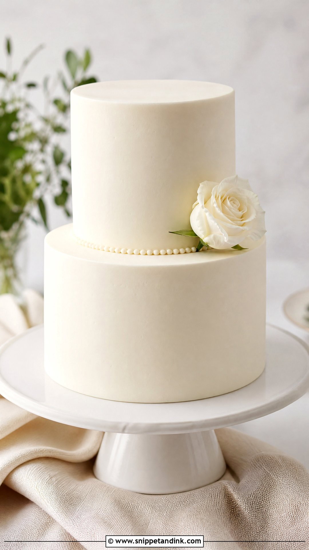 White Buttercream Wedding Cake - Snippet and Ink - 20 Minimal Wedding Cake Ideas