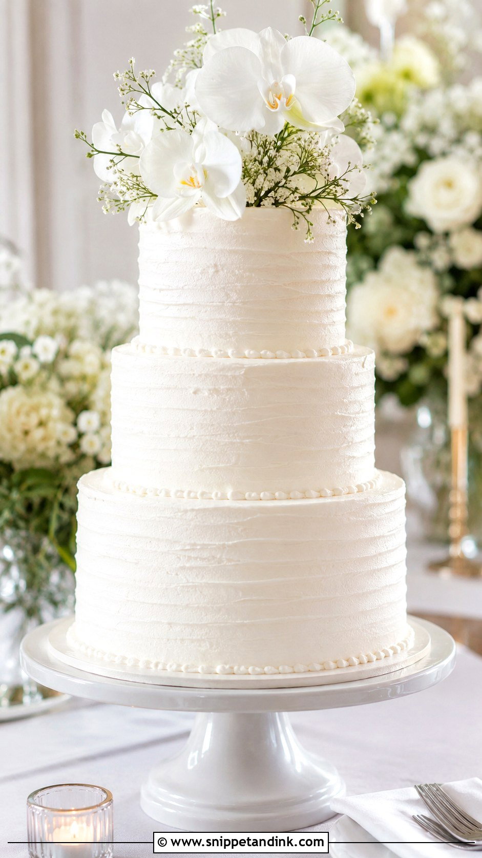 White Buttercream Wedding Cake - Snippet and Ink - 30 Simple Unique Wedding Cake Ideas