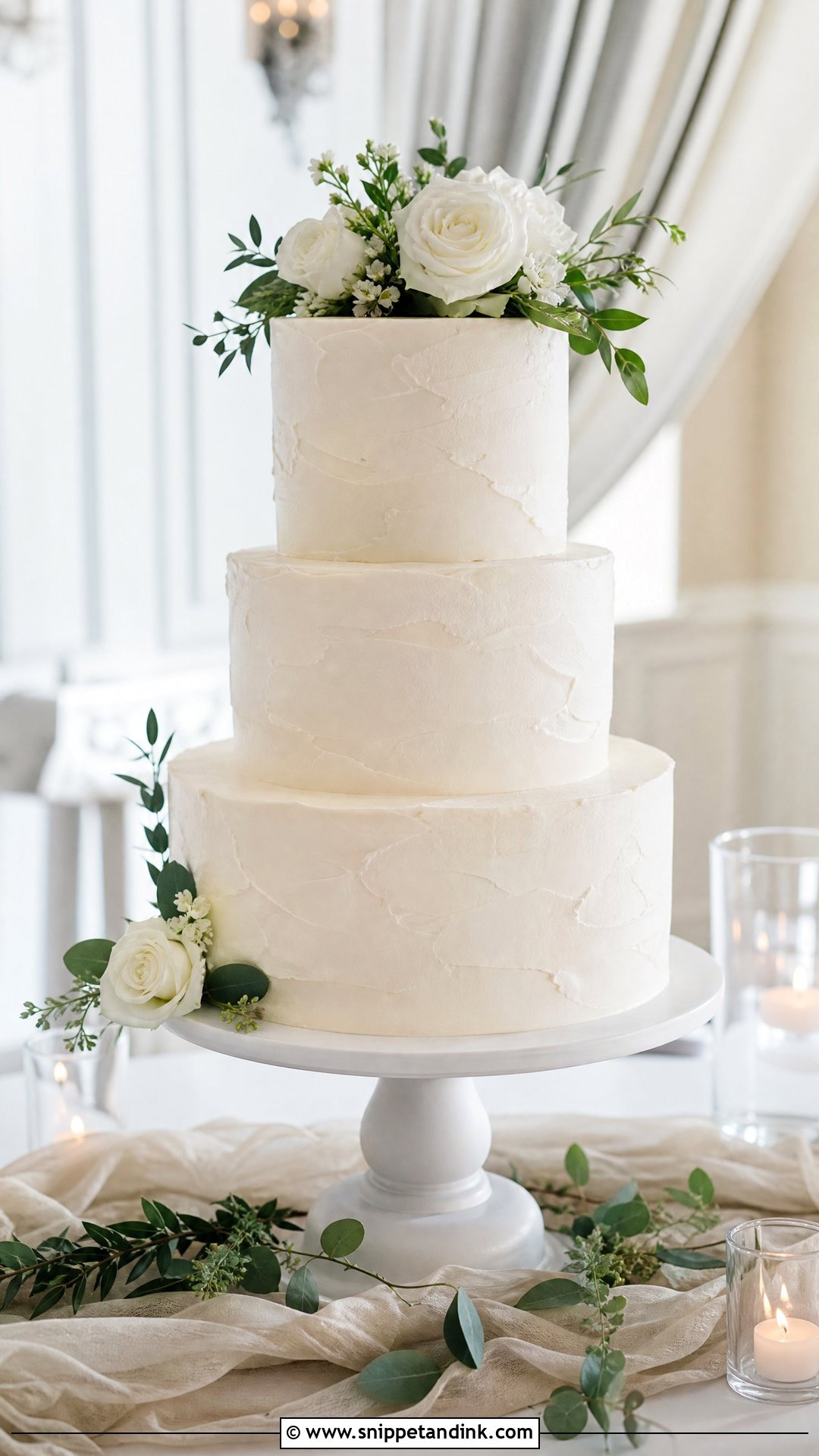 White Buttercream Wedding Cake - Snippet and Ink - 30 White Cakes for Wedding