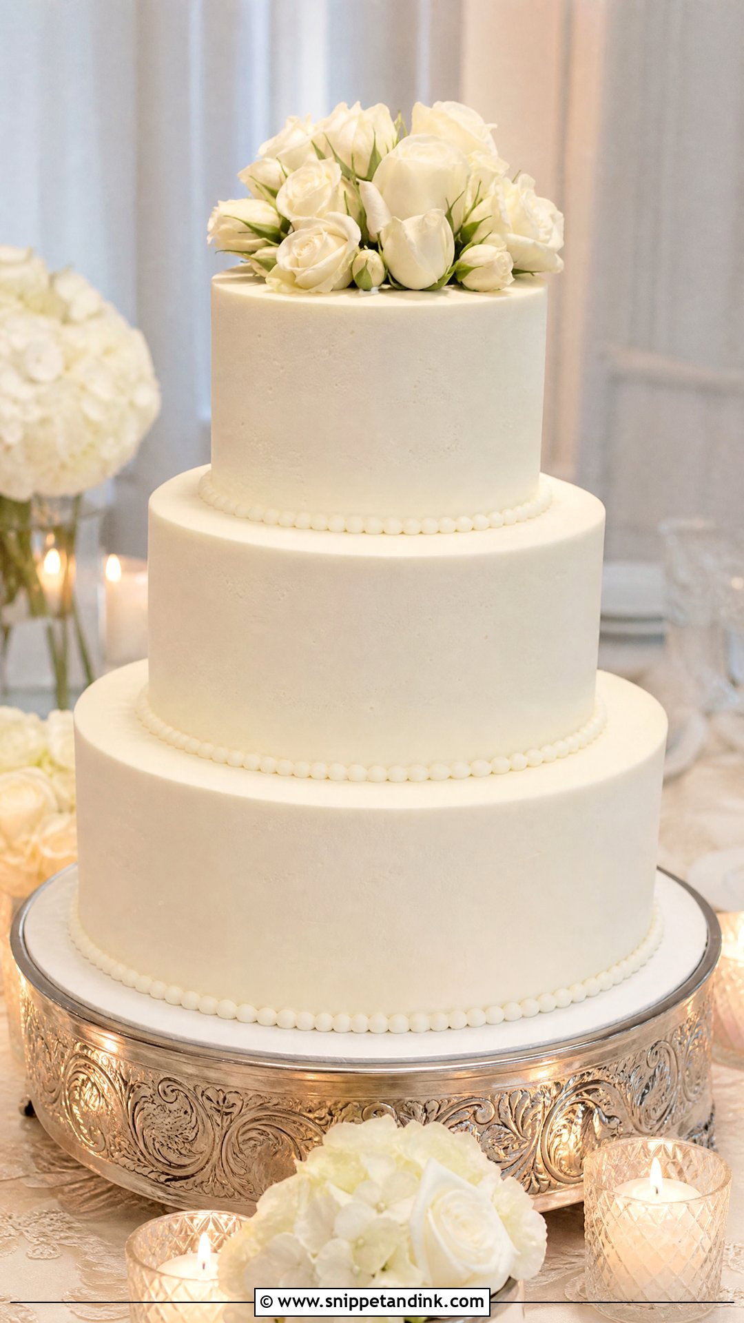 White Buttercream Wedding Cake - Snippet and Ink - 20 Simple Elegant Wedding Cake Ideas