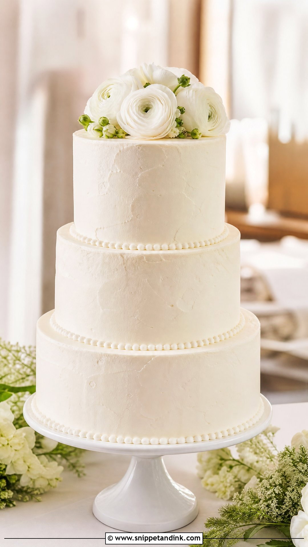 White Buttercream Wedding Cake - Snippet and Ink - 25 White Wedding Cake Ideas