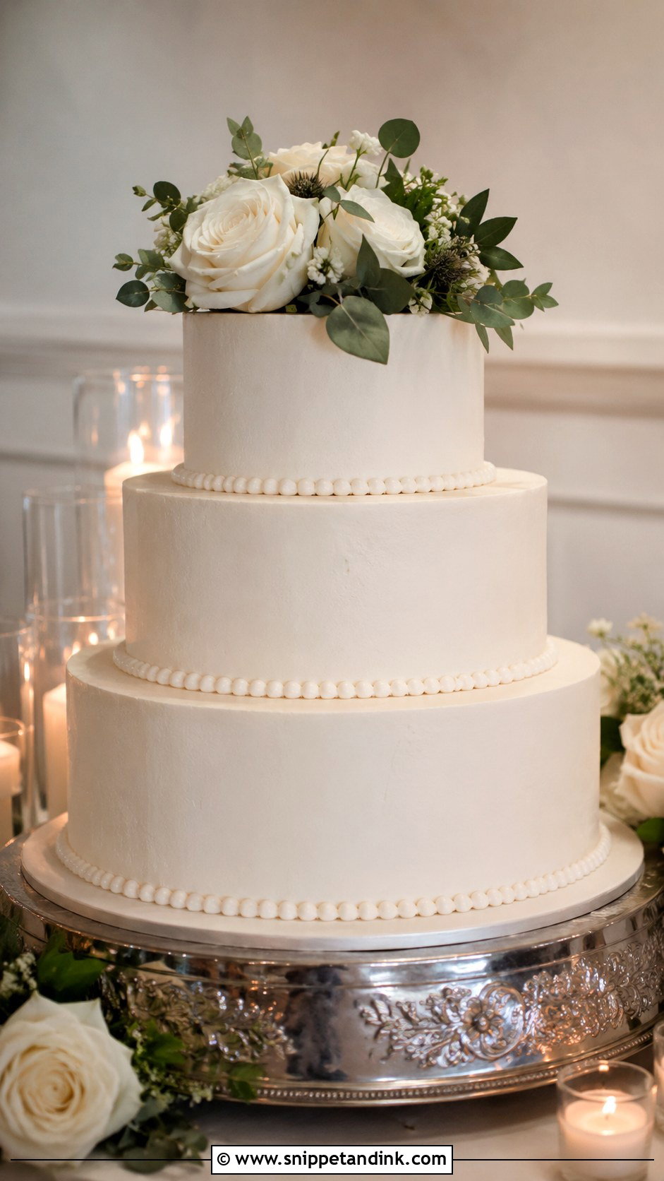 White Buttercream Wedding Cake - Snippet and Ink - 20 Budget Wedding Cake Ideas