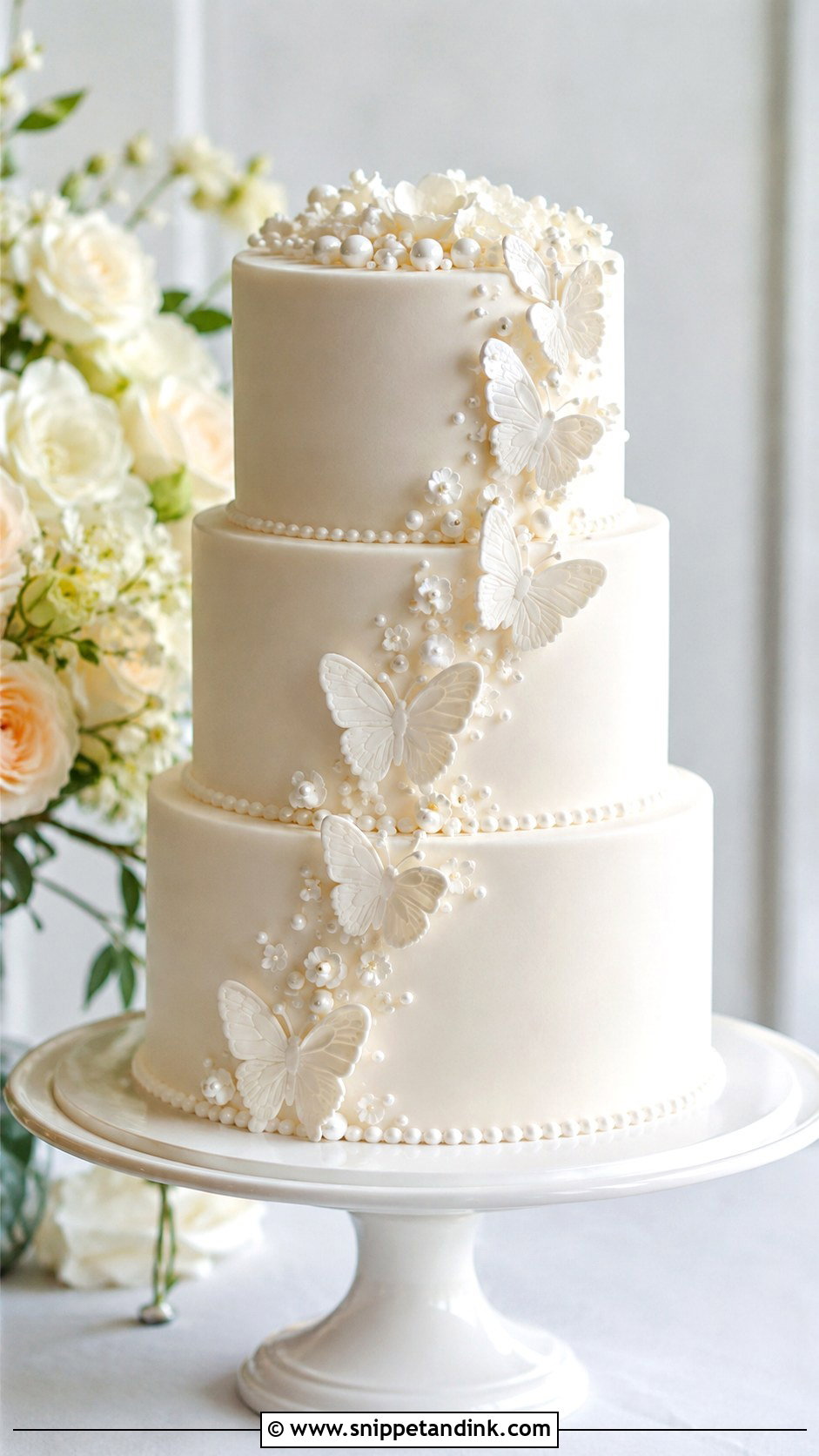 White Butterfly Wedding Cake - Snippet and Ink - 20 Cake Ideas with Butterfly Decorations for Wedding