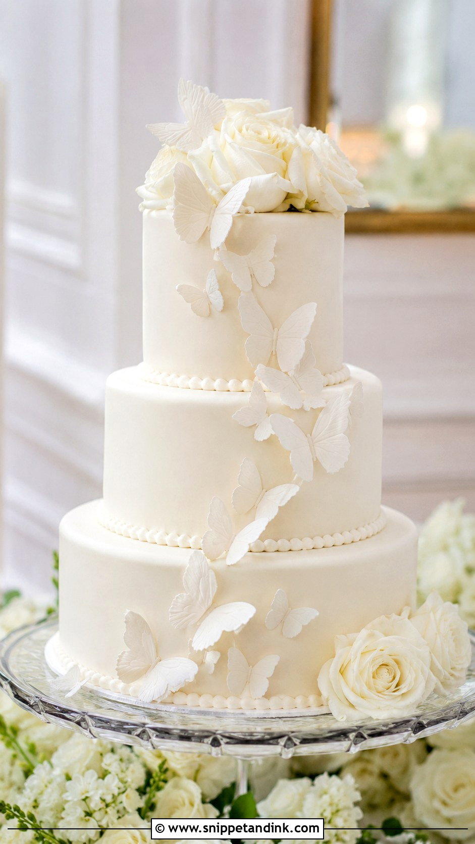 White Butterfly Wedding Cake - Snippet and Ink - 20 Cake Ideas with Butterfly for Wedding