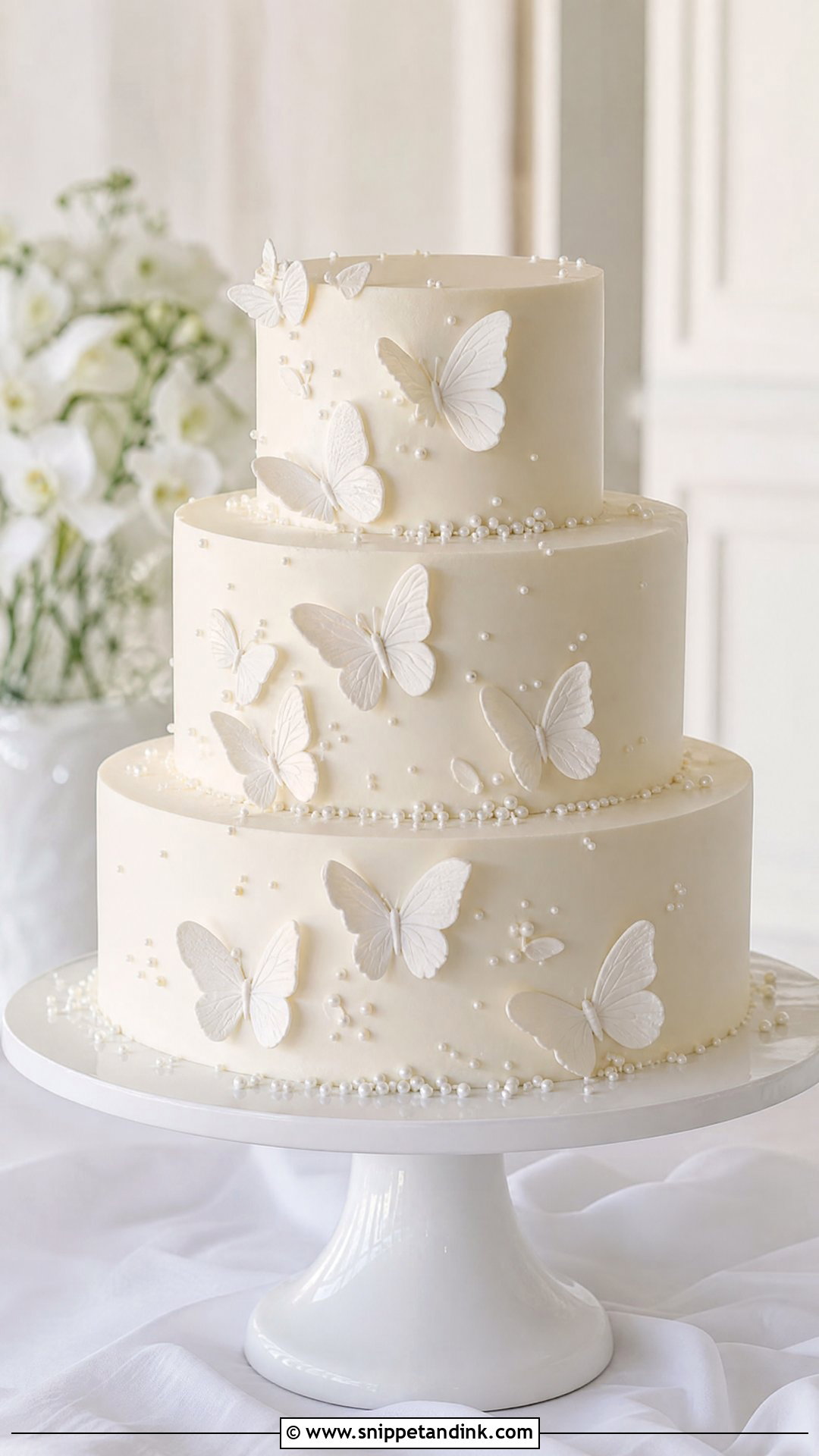 White Butterfly Wedding Cake - Snippet and Ink - 25 Butterfly Cake Design Ideas for Wedding