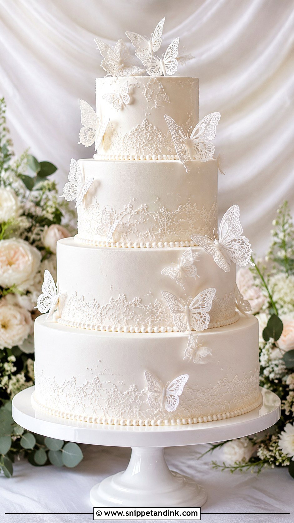 White Butterfly Wedding Cake - Snippet and Ink - 20 Butterfly Cake Ideas for Wedding