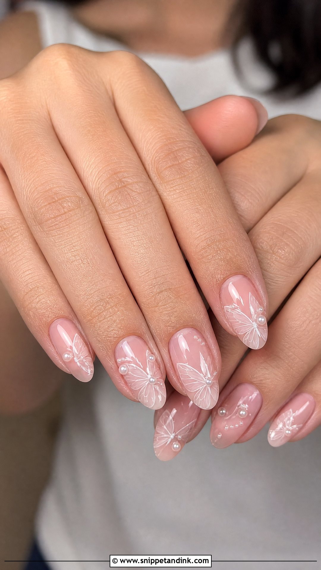 White Butterfly Wedding Nails - Snippet and Ink - 25 Elegant White Wedding Nail Art Ideas