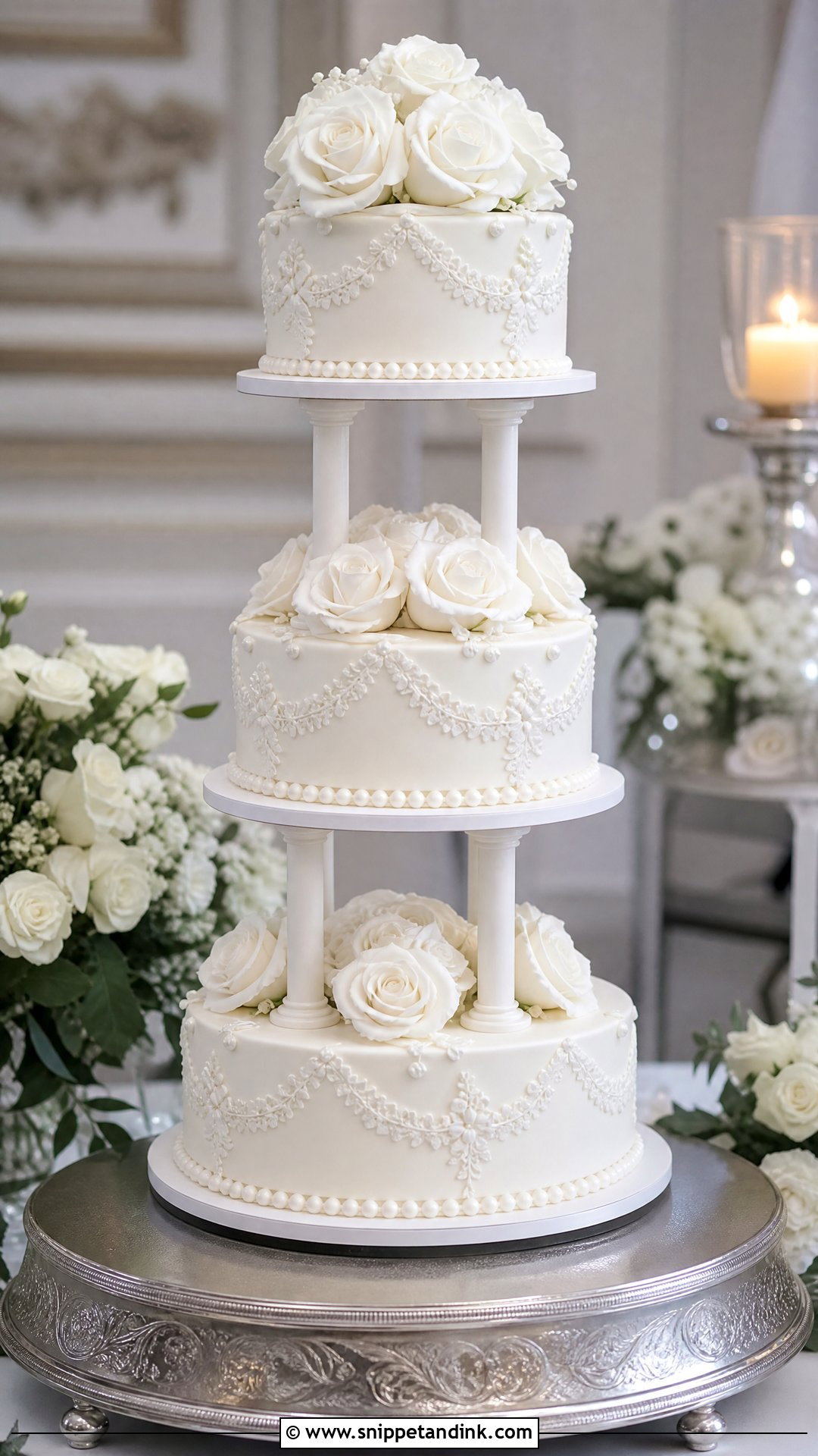 White Carousel Wedding Cake - Snippet and Ink - 30 Carousel Cake Ideas for Wedding