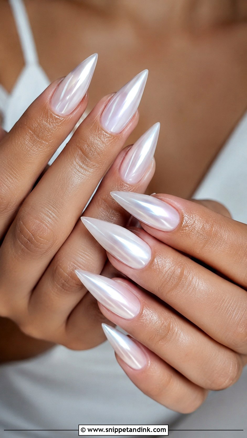 White Cat Eye Bridal Nails - Snippet and Ink - 20 White Bridal Wedding Nails