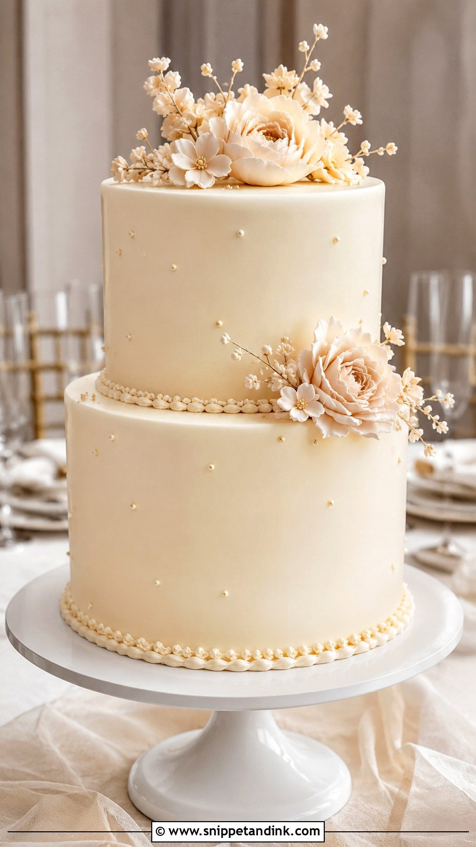 White Chocolate Buttercream Wedding Cake - Snippet and Ink - 20 White Chocolate Cake Design Ideas for Wedding