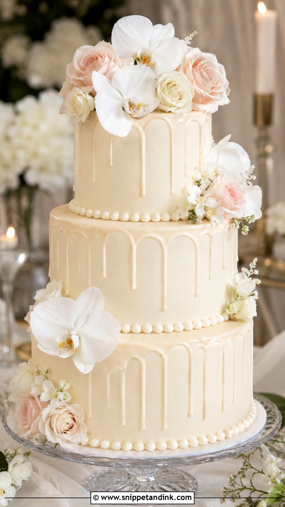 White Chocolate Drip Wedding Cake - Snippet and Ink - 20 Chocolate Drip Wedding Cake Ideas