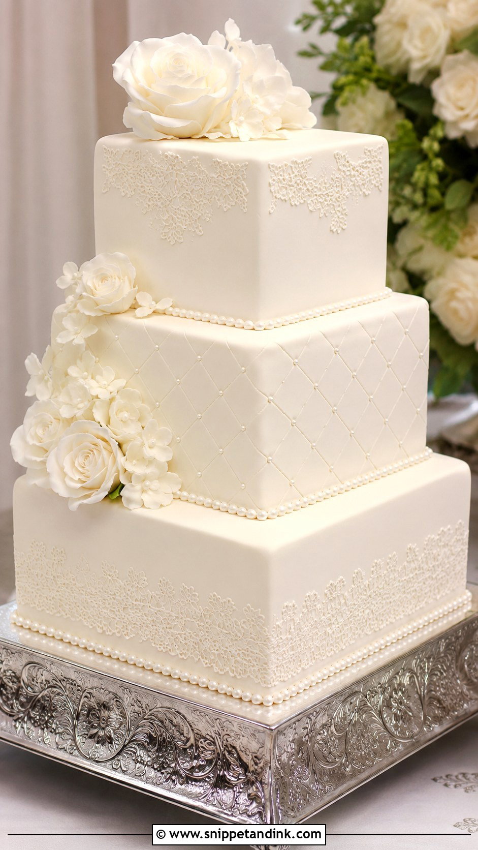 White Chocolate Fondant Wedding Cake - Snippet and Ink - 20 White Chocolate Cake Design Ideas for Wedding