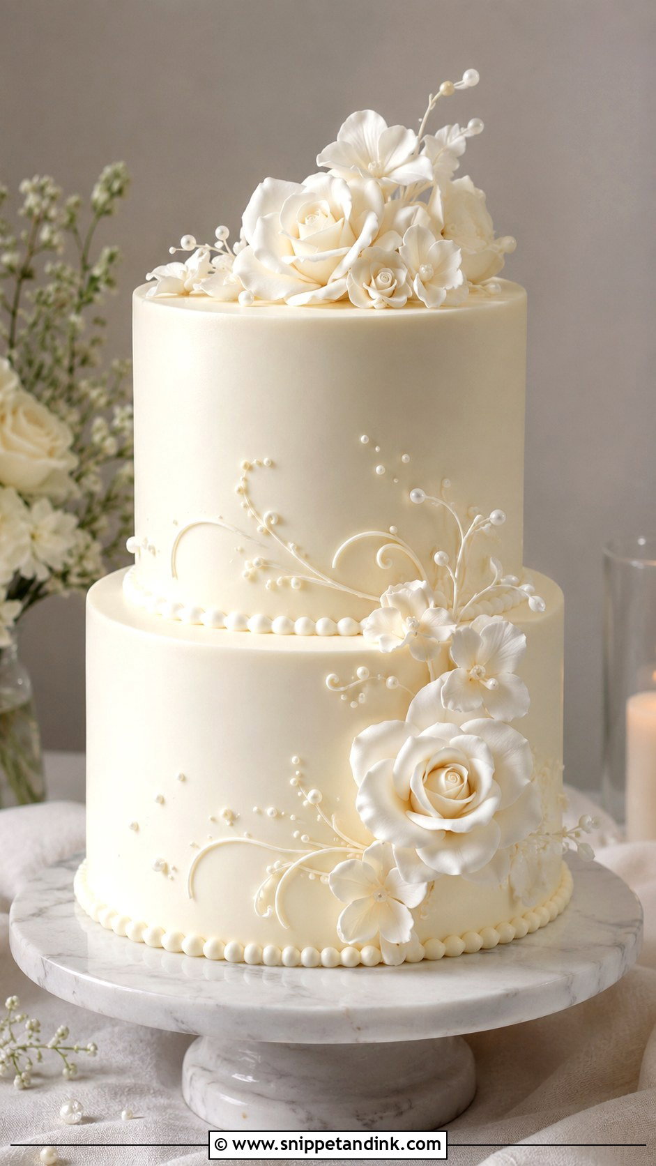 White Chocolate Ganache Wedding Cake - Snippet and Ink - 20 White Chocolate Cake Design Ideas for Wedding