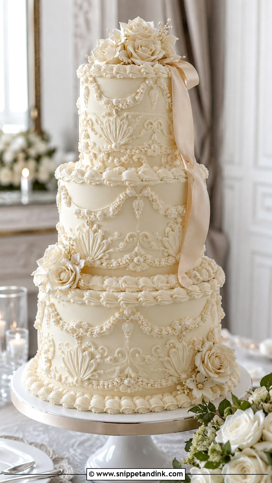 White Chocolate Lambeth Wedding Cake - Snippet and Ink - 20 White Chocolate Cake Design Ideas for Wedding