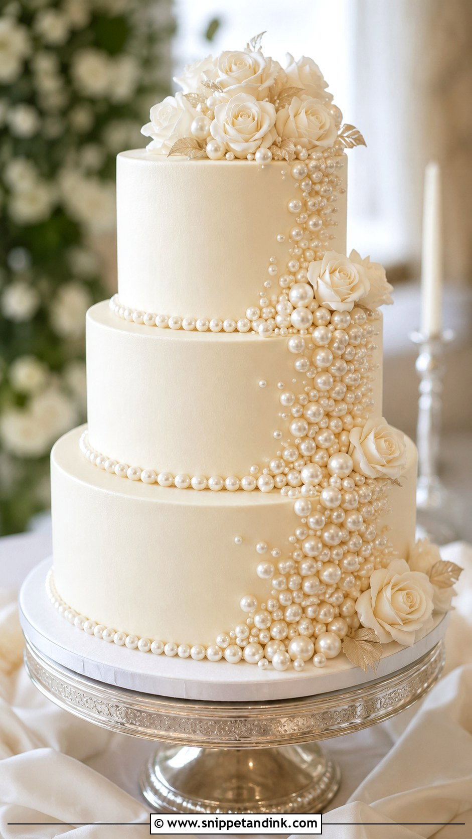 White Chocolate Pearl Wedding Cake - Snippet and Ink - 20 White Chocolate Cake Design Ideas for Wedding