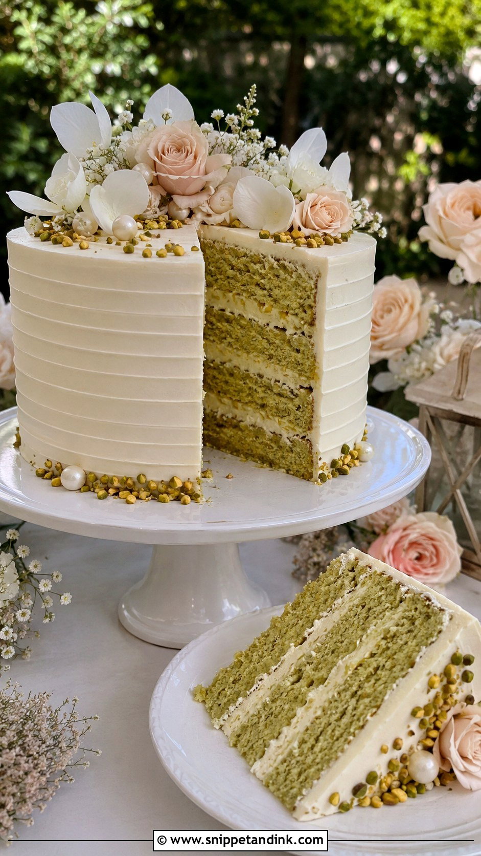 White Chocolate Pistachio Wedding Cake - Snippet and Ink - 20 White Chocolate Cake Design Ideas for Wedding
