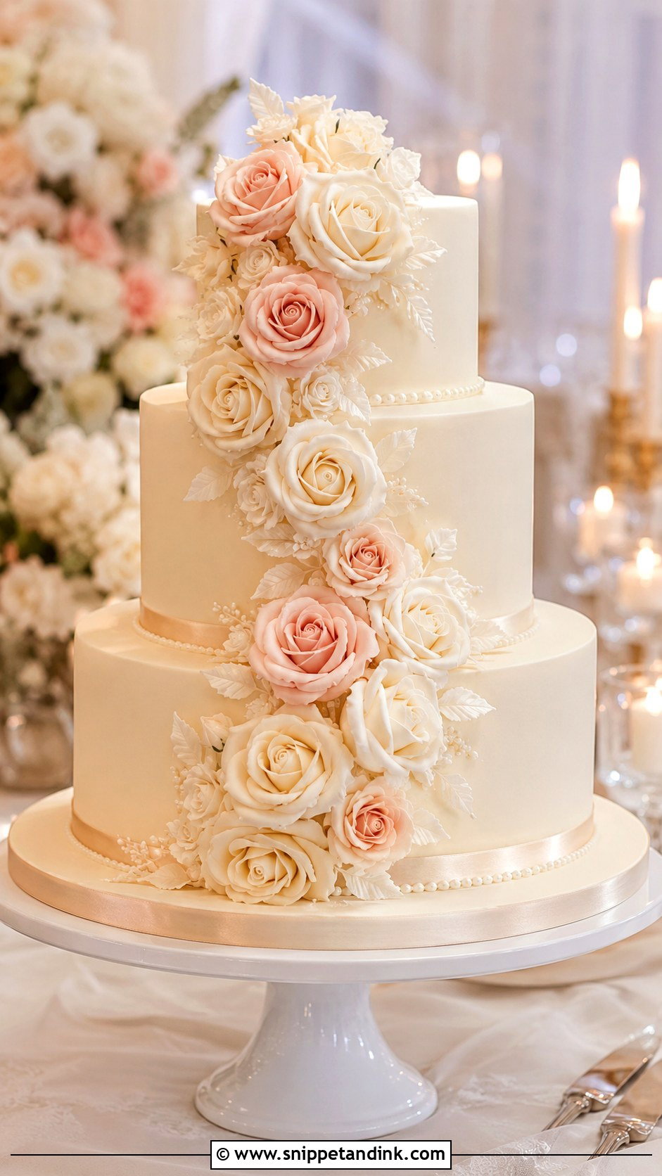 White Chocolate Rose Wedding Cake - Snippet and Ink - 20 White Chocolate Cake Design Ideas for Wedding